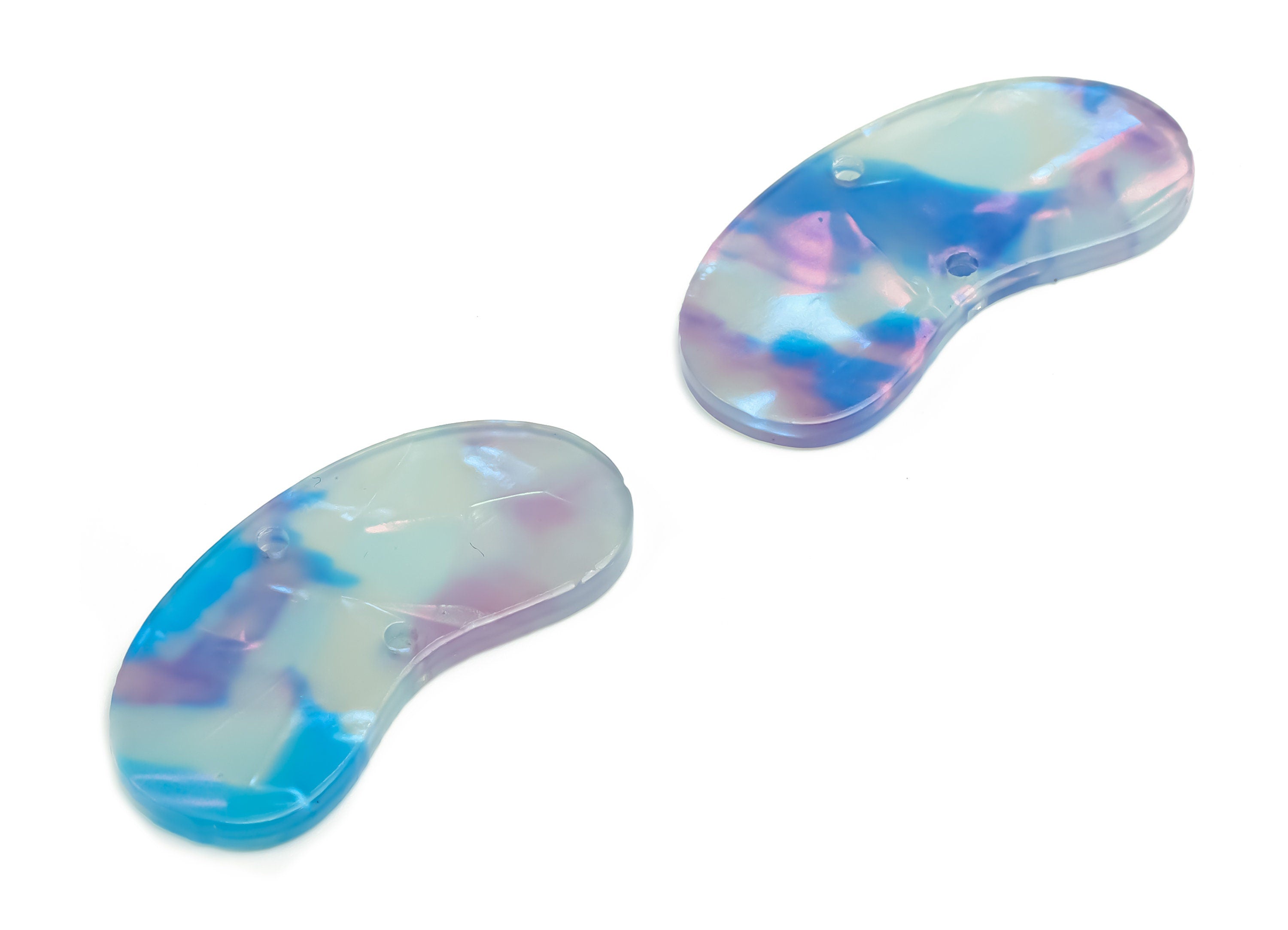 Acrylic Bean Earring Connector - Irregular Charms - Arc Shaped 2 Holes - Jewelry Supplies - Color Code:A755- 34.96x14.97x2.2mm - AC2370-A755 - DOMEDBAZAAR
