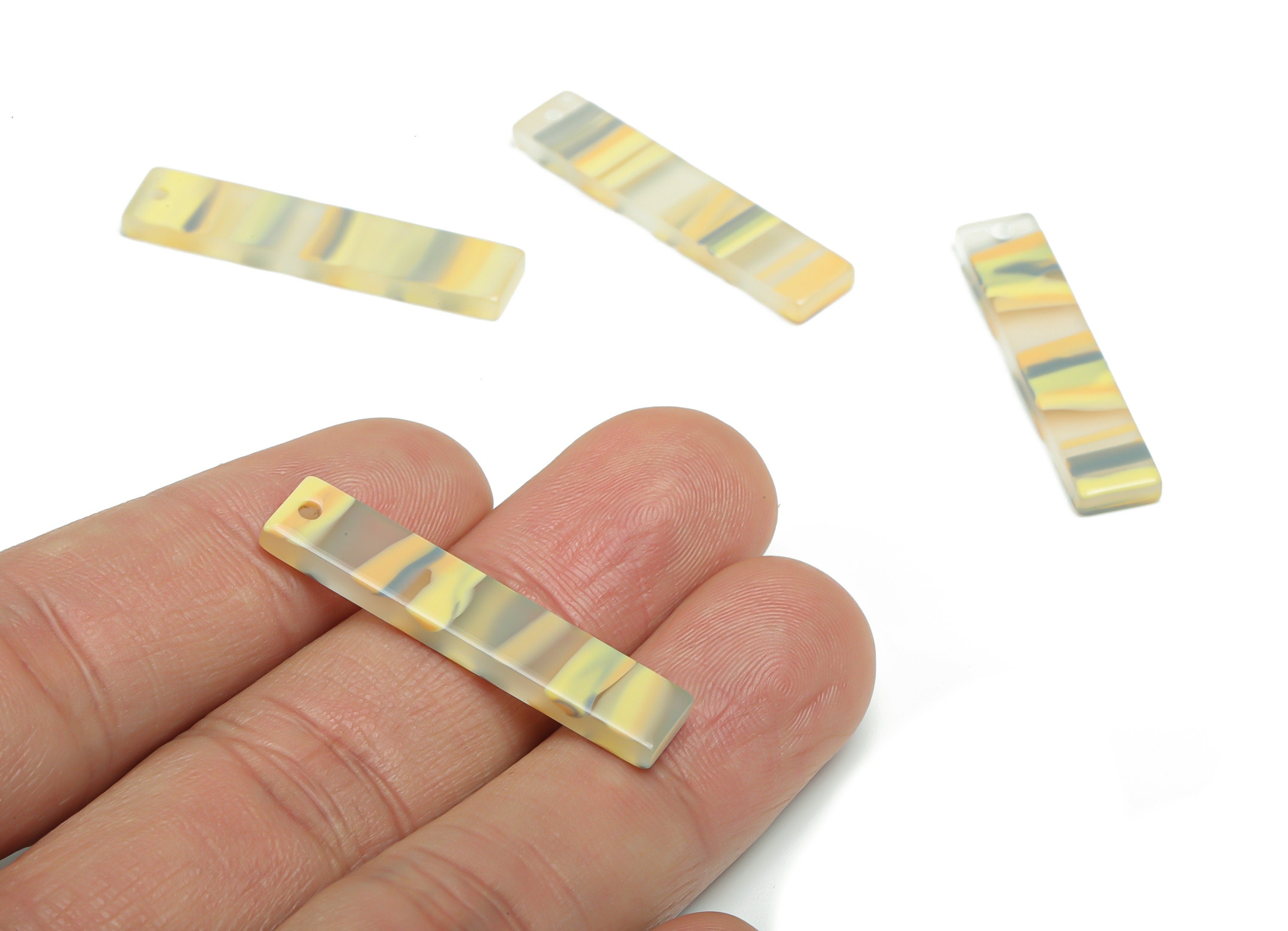 Acrylic Bar Earring Charms - Acrylic Thin Bar Rectangle Pendant - Jewelry Making Supply - Color Code: A791 - 33.97x7.1x2.37mm - AC1026-A791 - DOMEDBAZAAR