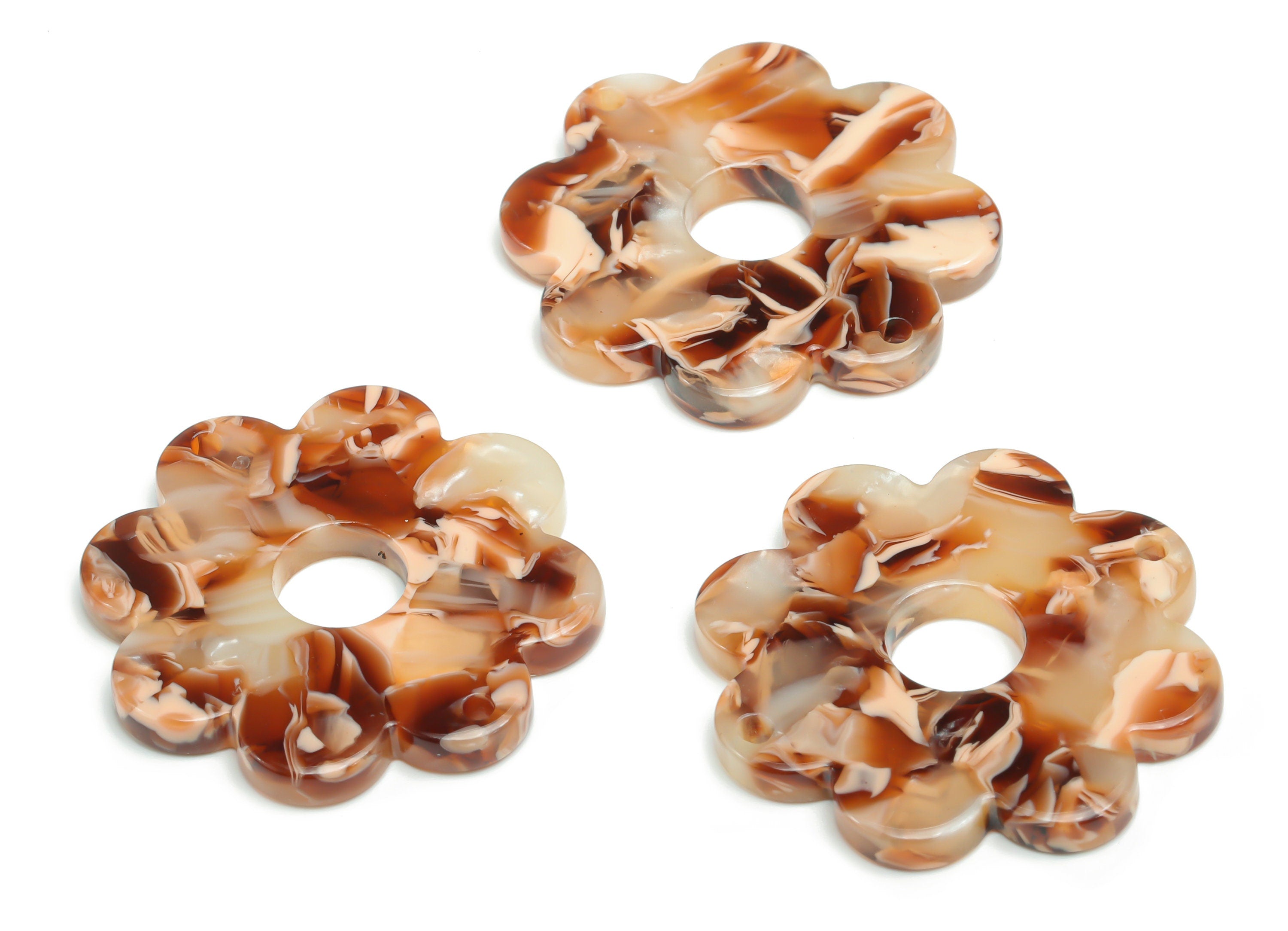 Acetate Flower Earring Charms - Acetate Flower Pendant Findings - Jewelry Making Supplies - Color Code: A772 - 30.18x30x2.78mm - AC2375-A772 - DOMEDBAZAAR
