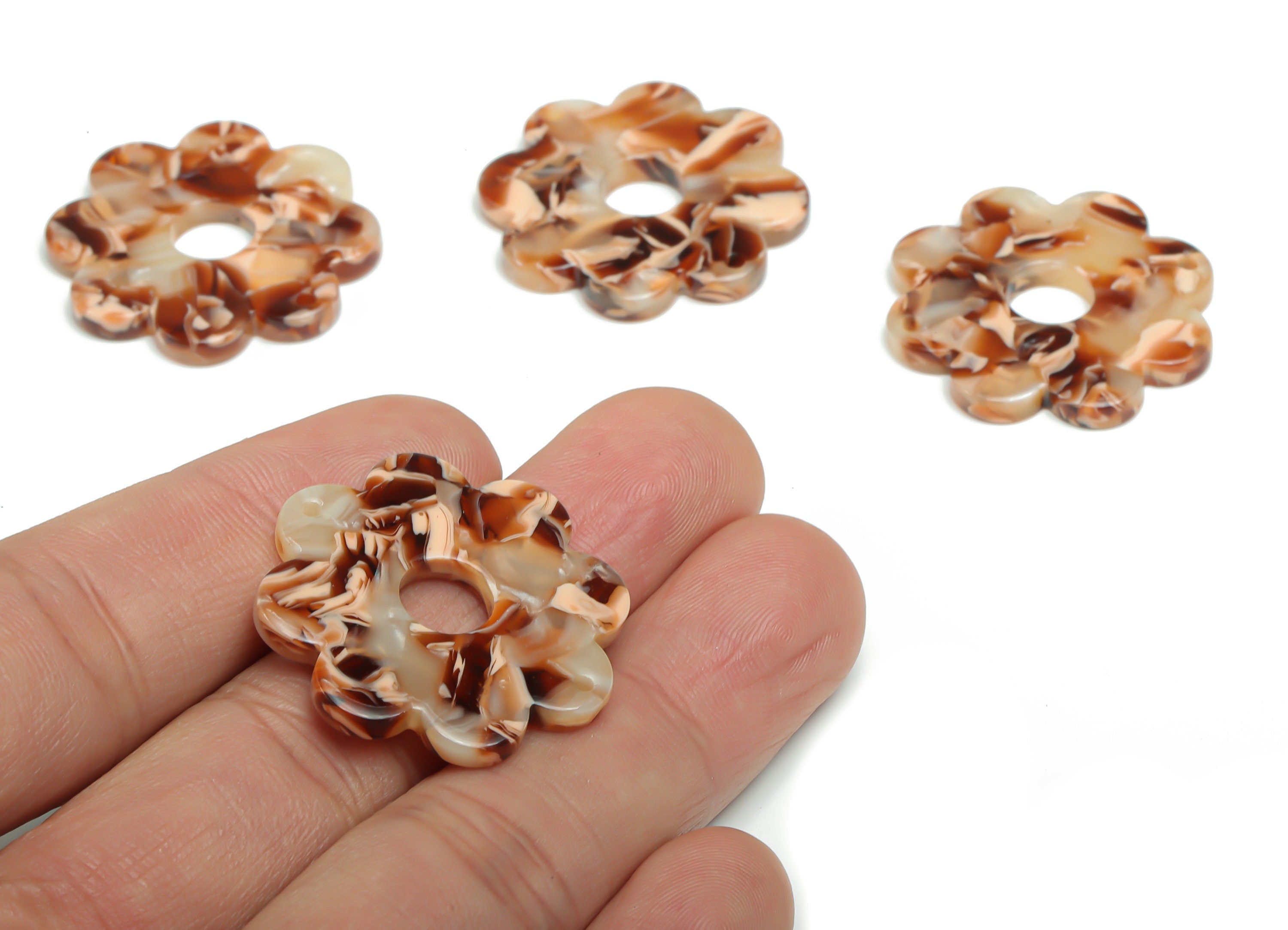Acetate Flower Earring Charms - Acetate Flower Pendant Findings - Jewelry Making Supplies - Color Code: A772 - 30.18x30x2.78mm - AC2375-A772 - DOMEDBAZAAR
