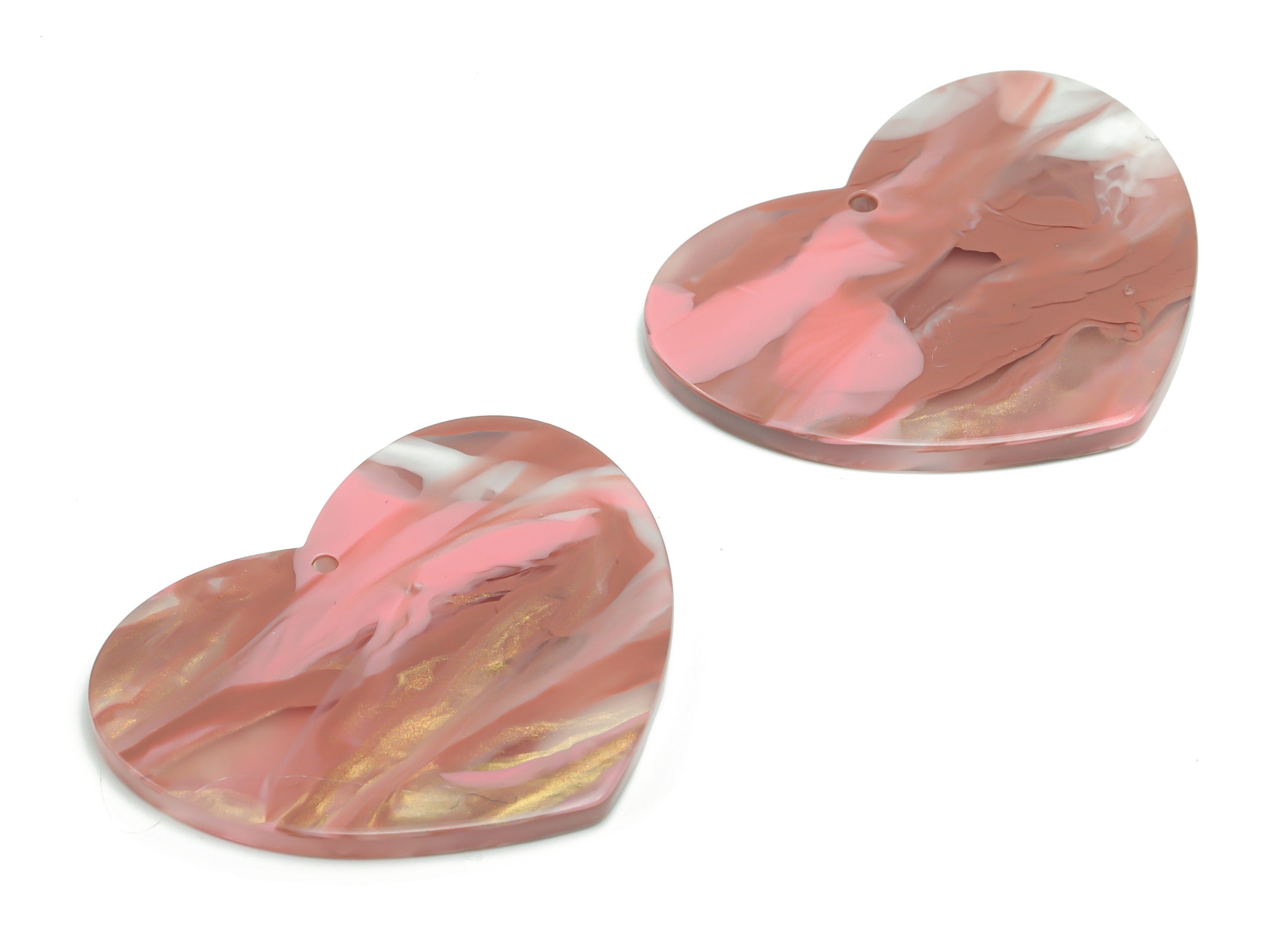 Acrylic Heart Earring Charms - Acrylic Heart Pendant - Jewelry Making Supplies - Color Code: A777 - 38.71x31.54x2.55mm - AC2380-A777 - DOMEDBAZAAR