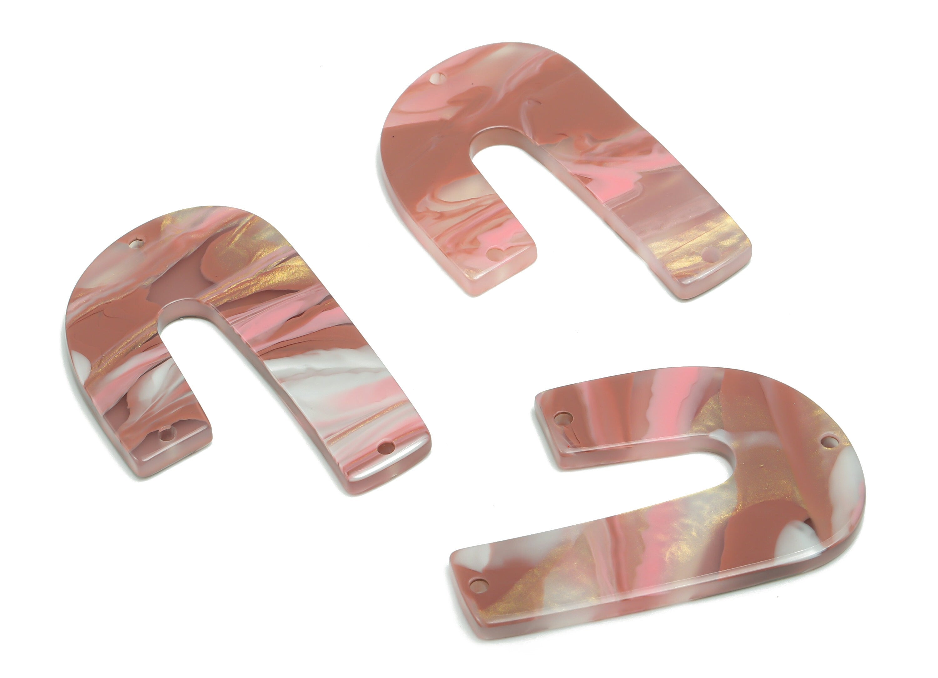 Acrylic J Earring Connectors - Acrylic U Charms and Pendant - 3 Holes - Jewelry Supplies - Color Code:A777 - 39.78x26.1x2.52mm - AC2376-A777 - DOMEDBAZAAR