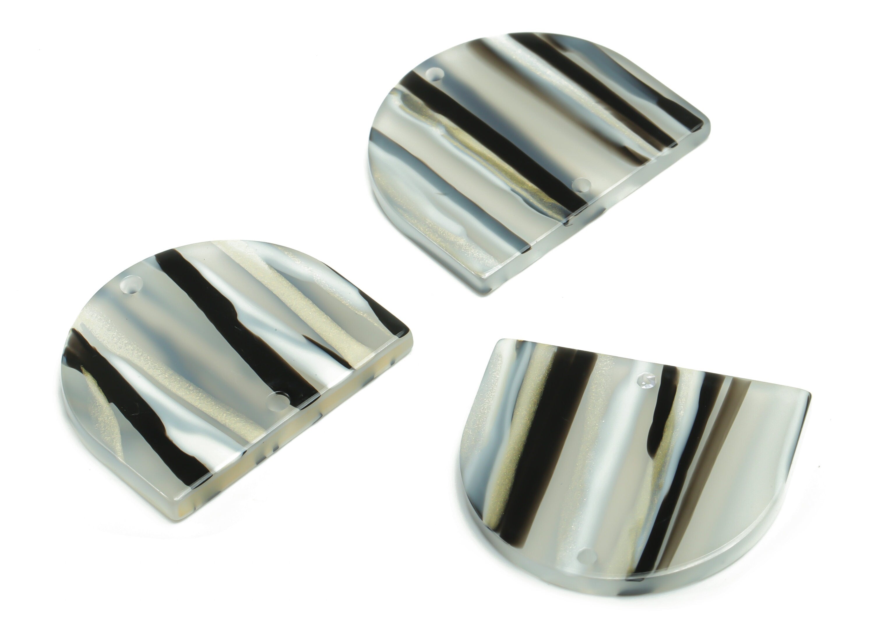 Acrylic Domed Earring Connector - Acrylic D Charms and Pendant - 2 Holes - Jewelry Supplies - Color Code:A773 - 27.68x24x2.6mm - AC1323-A773 - DOMEDBAZAAR