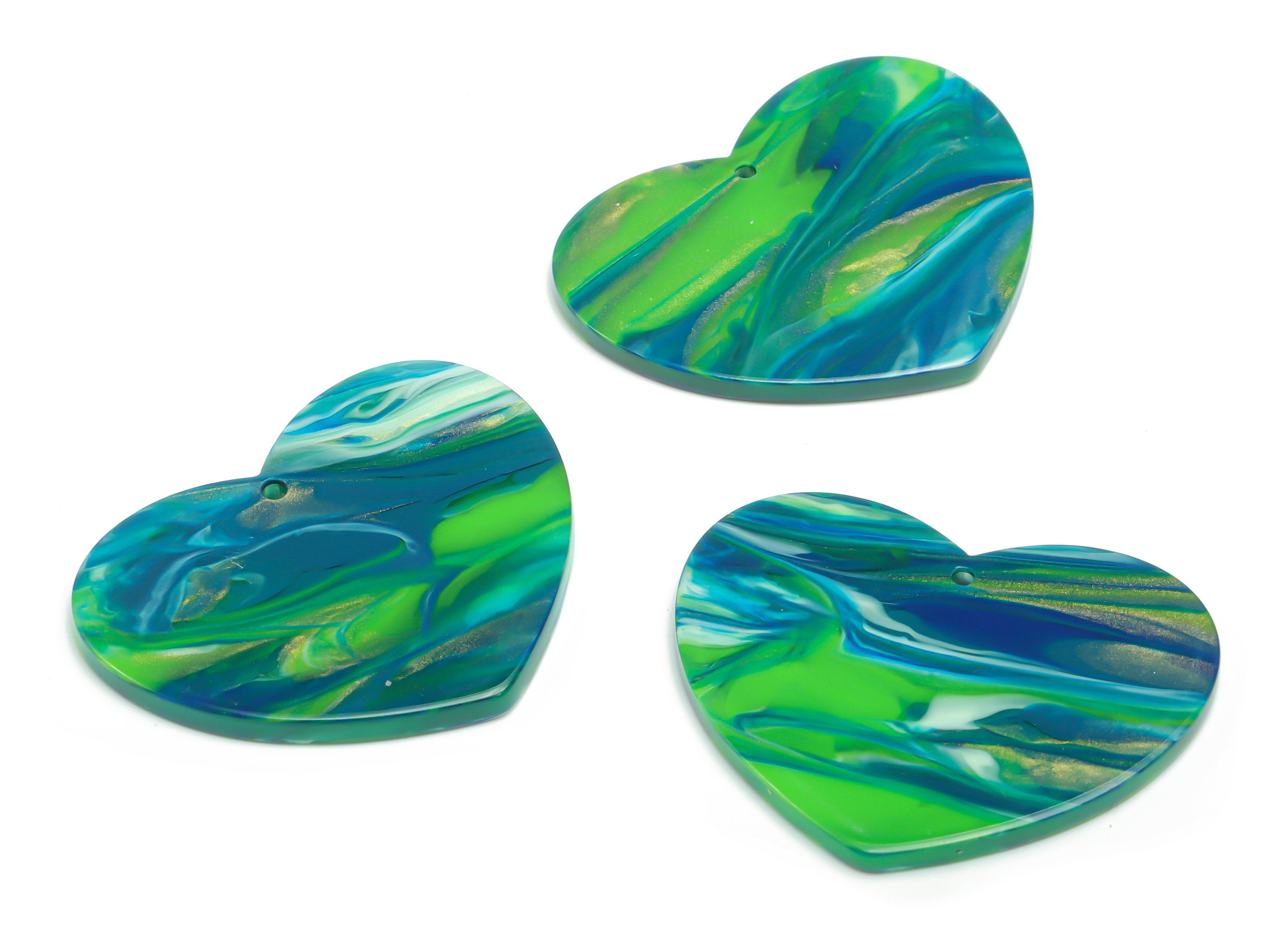 Acrylic Heart Earring Charms - Acrylic Heart Pendant - Jewelry Making Supplies - Color Code: A775 - 38.72x31.47x2.65mm - AC2380-A775 - DOMEDBAZAAR