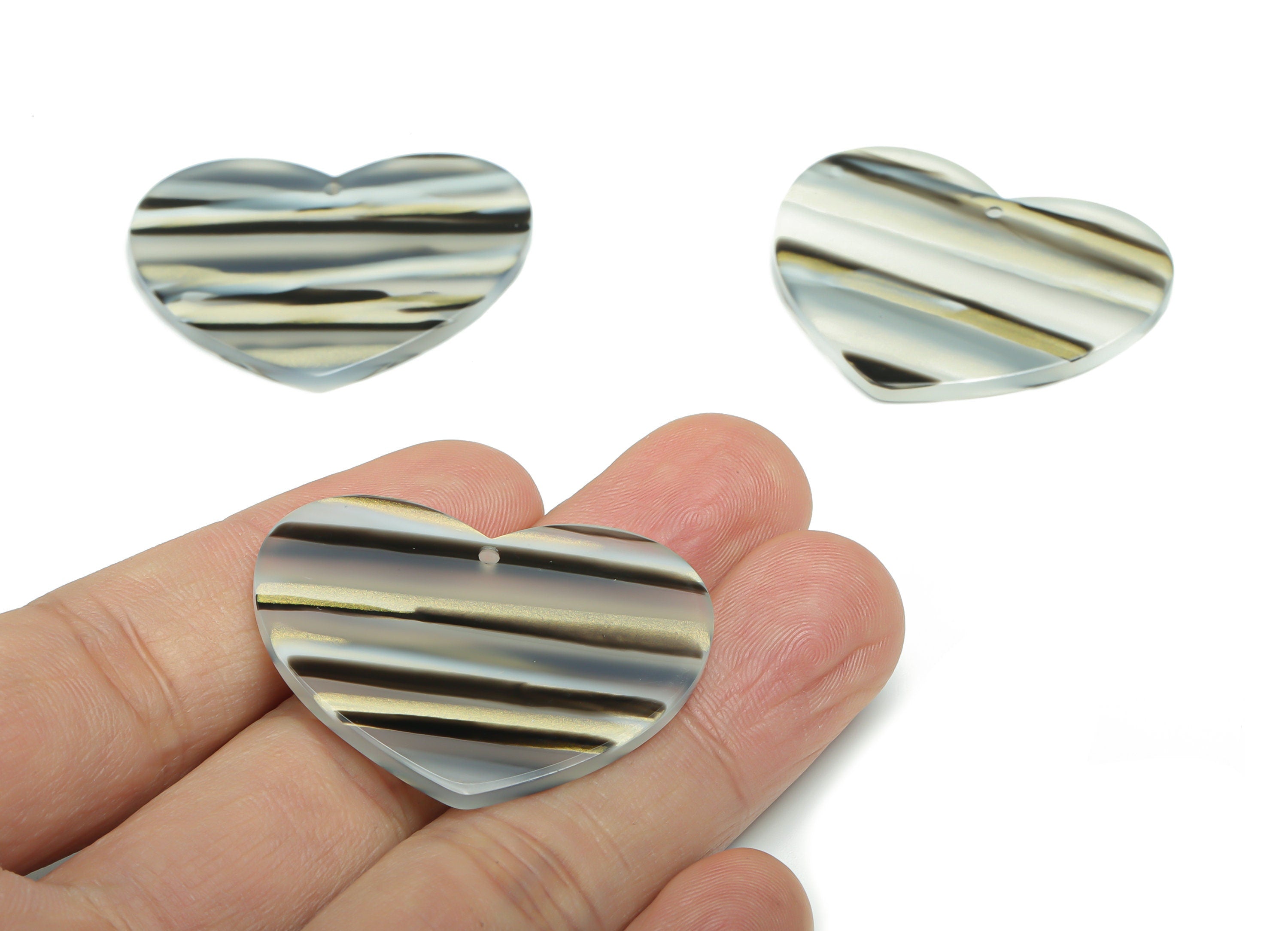 Acrylic Heart Earring Charms - Acrylic Heart Pendant - Jewelry Making Supplies - Color Code: A773 - 38.44x31.44x2.48mm - AC2380-A773 - DOMEDBAZAAR