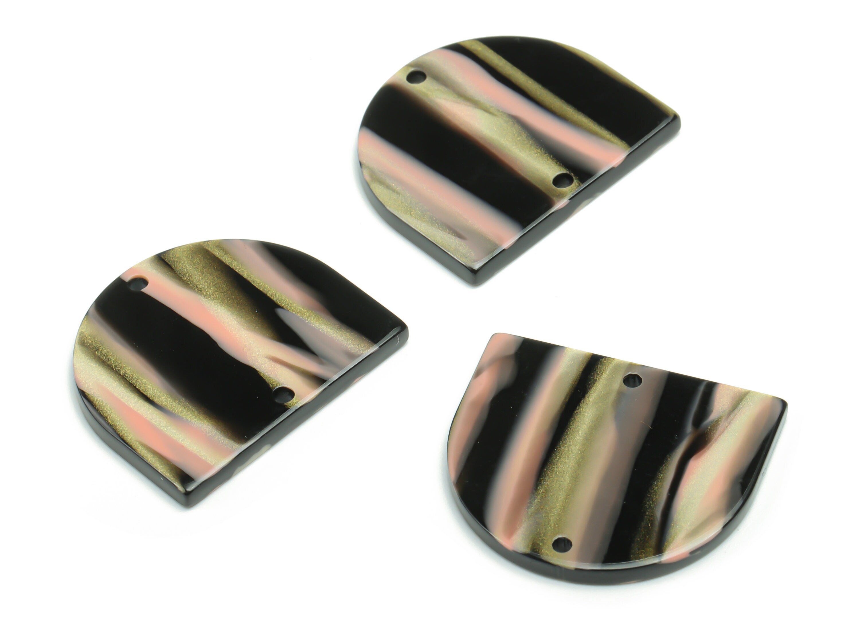 Acrylic Domed Earring Connector - Acrylic D Charms and Pendant - 2 Holes - Jewelry Supplies - Color Code:A780 - 27.6x23.9x2.4mm -AC1323-A780 - DOMEDBAZAAR