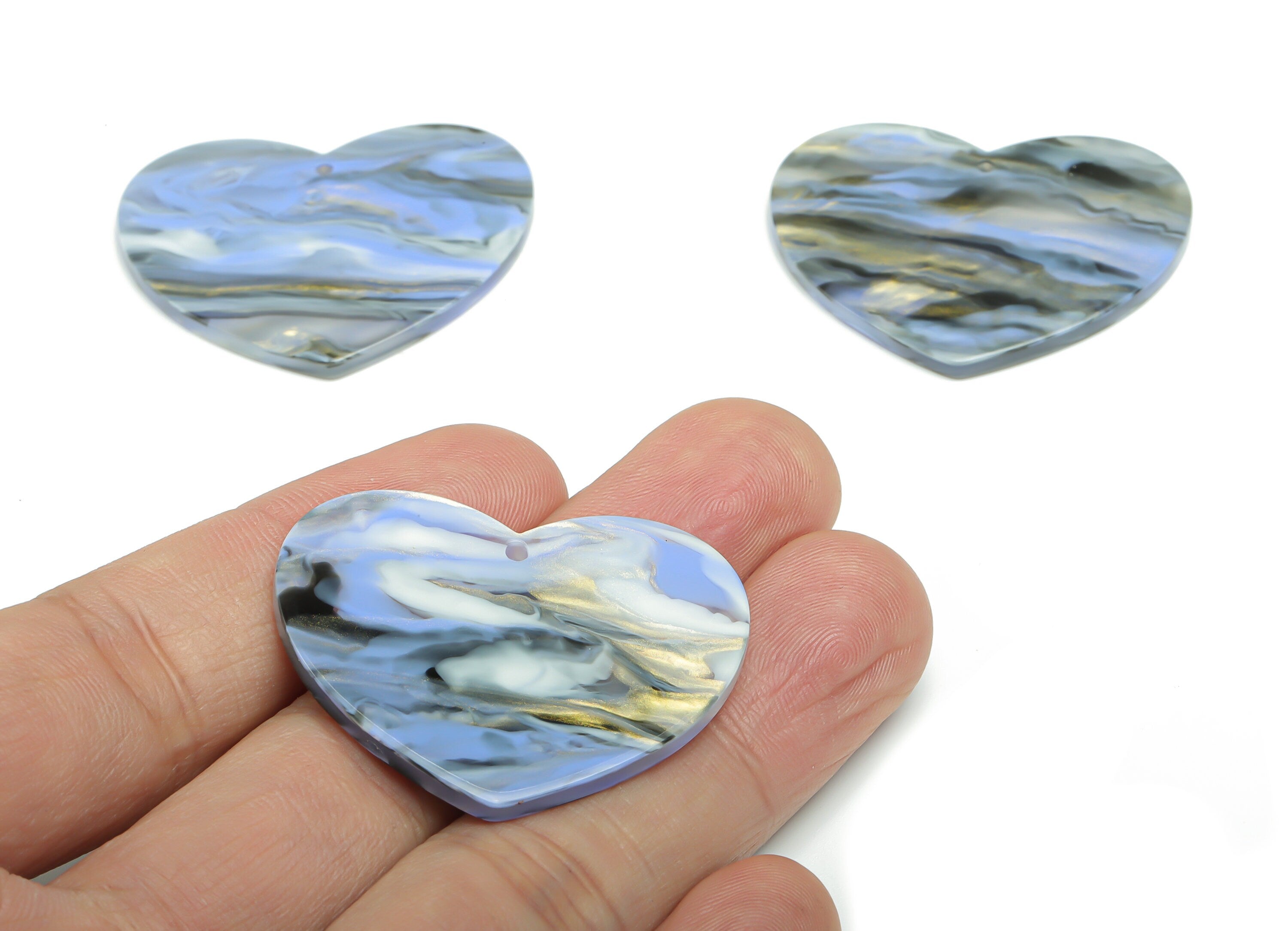 Acrylic Heart Earring Charms - Acrylic Heart Pendant - Jewelry Making Supplies - Color Code: A779 - 38.73x31.41x2.37mm - AC2380-A779 - DOMEDBAZAAR
