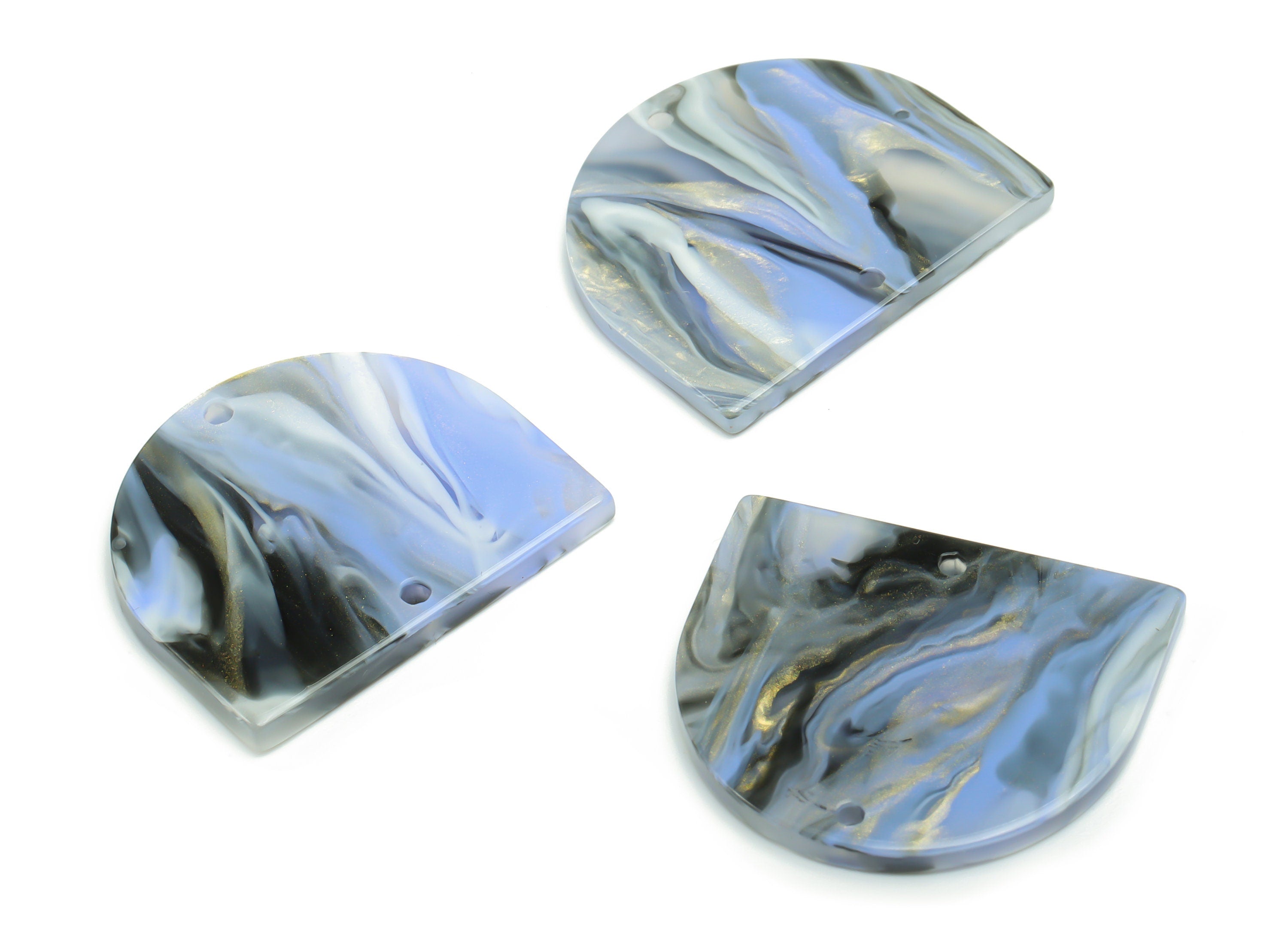 Acrylic Domed Earring Connector - Acrylic D Charms and Pendant - 2 Holes - Jewelry Supplies - Color Code:A779 - 27.71x24x2.4mm - AC1323-A779 - DOMEDBAZAAR