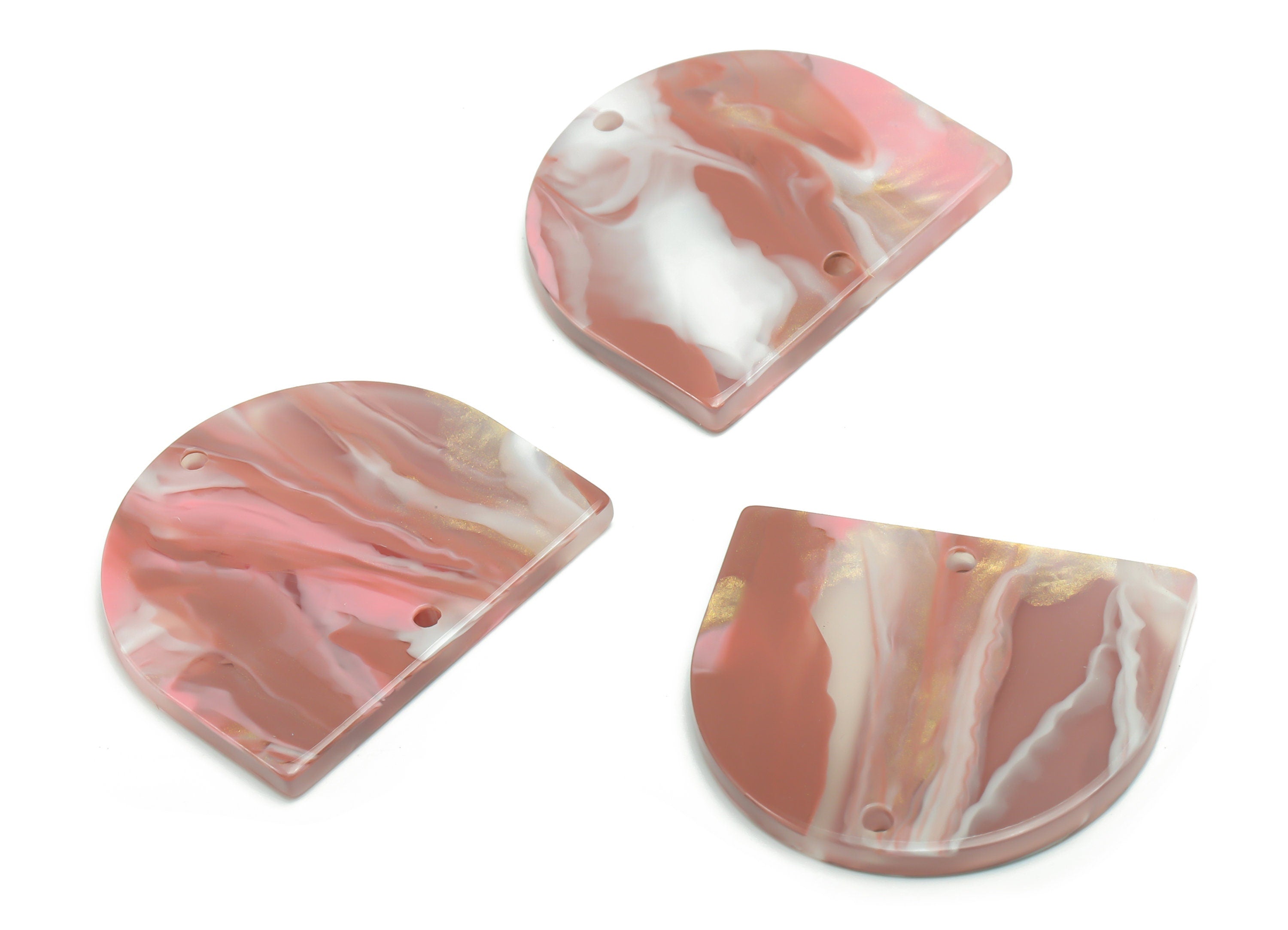 Acrylic Domed Earring Connector - Acrylic D Charms and Pendant - 2 Holes - Jewelry Supplies - Color Code:A777 - 27.6x23.9x2.6mm -AC1323-A777 - DOMEDBAZAAR