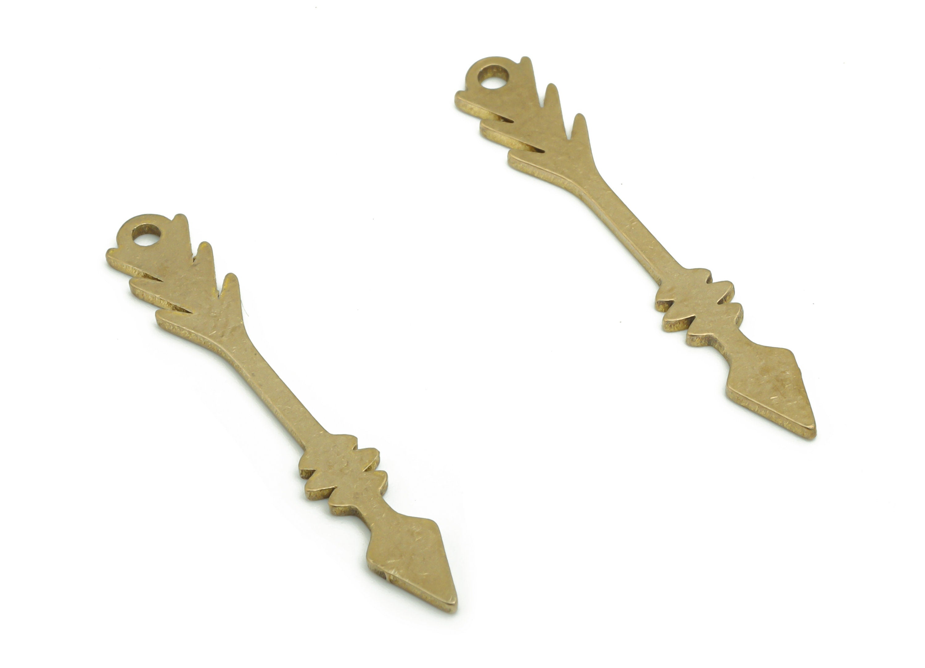 Brass Arrow Leafs Earring Charms - Raw Brass Leafs Arrow Pendant - DIY Jewelry Making Supplies - 29.81x4.7x0.81mm - PPA1596 - DOMEDBAZAAR