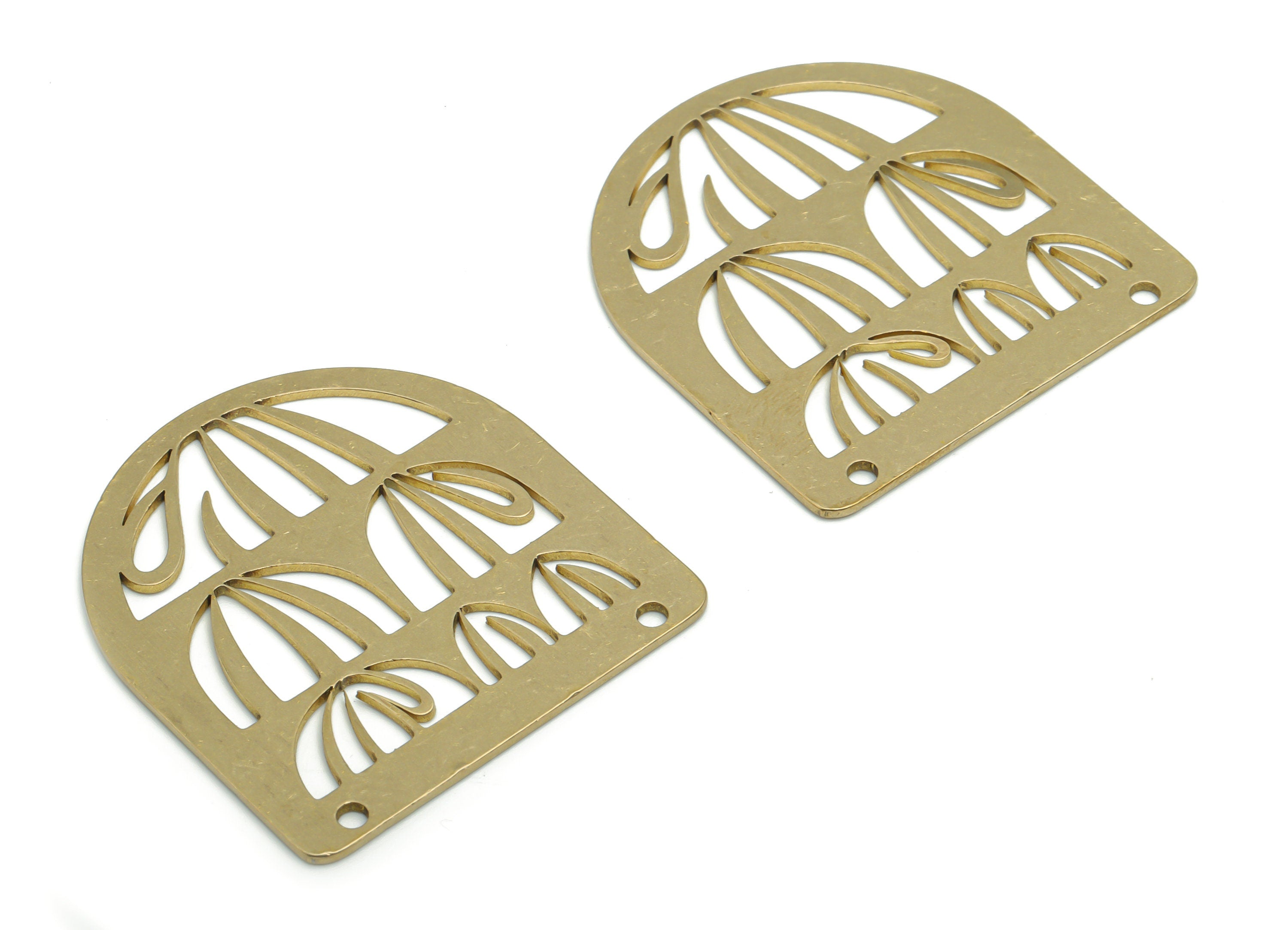 Brass Domed Earring Connectors - Raw Brass D Charms and Pendant - Jewelry Making Supplies - 37.86x35.02x0.92mm - PPA1494 - DOMEDBAZAAR