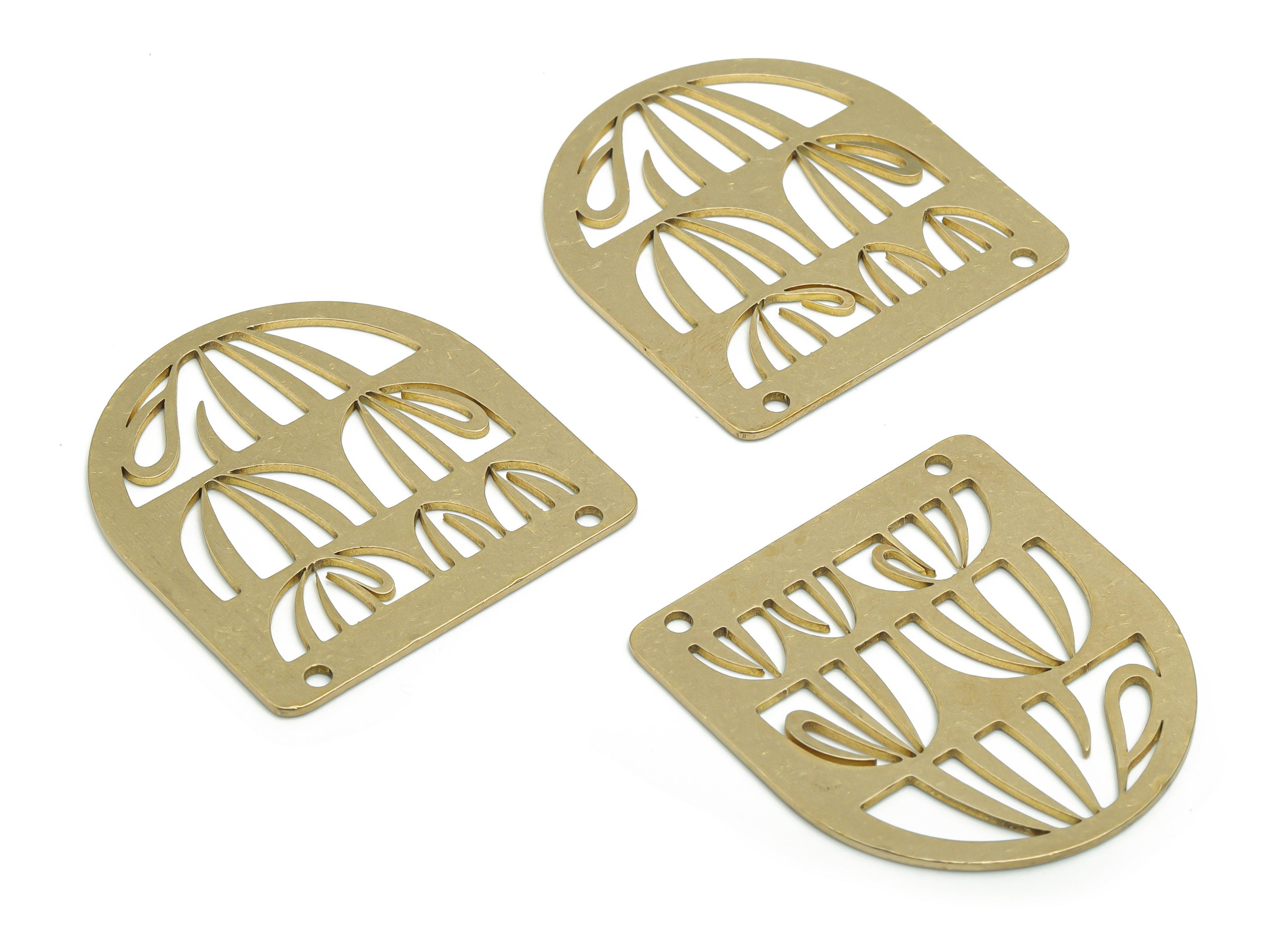 Brass Domed Earring Connectors - Raw Brass D Charms and Pendant - Jewelry Making Supplies - 37.86x35.02x0.92mm - PPA1494 - DOMEDBAZAAR