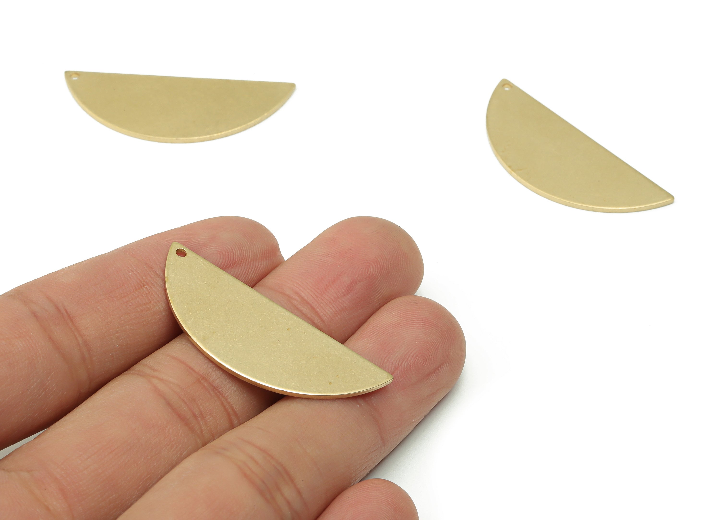 Personalized Stamping Blank - Brass Semicircle Earring Charms - Raw Brass Half Moon Pendant - Jewelry Supplies - 39.18x15.46x0.93mm - PP4916 - DOMEDBAZAAR