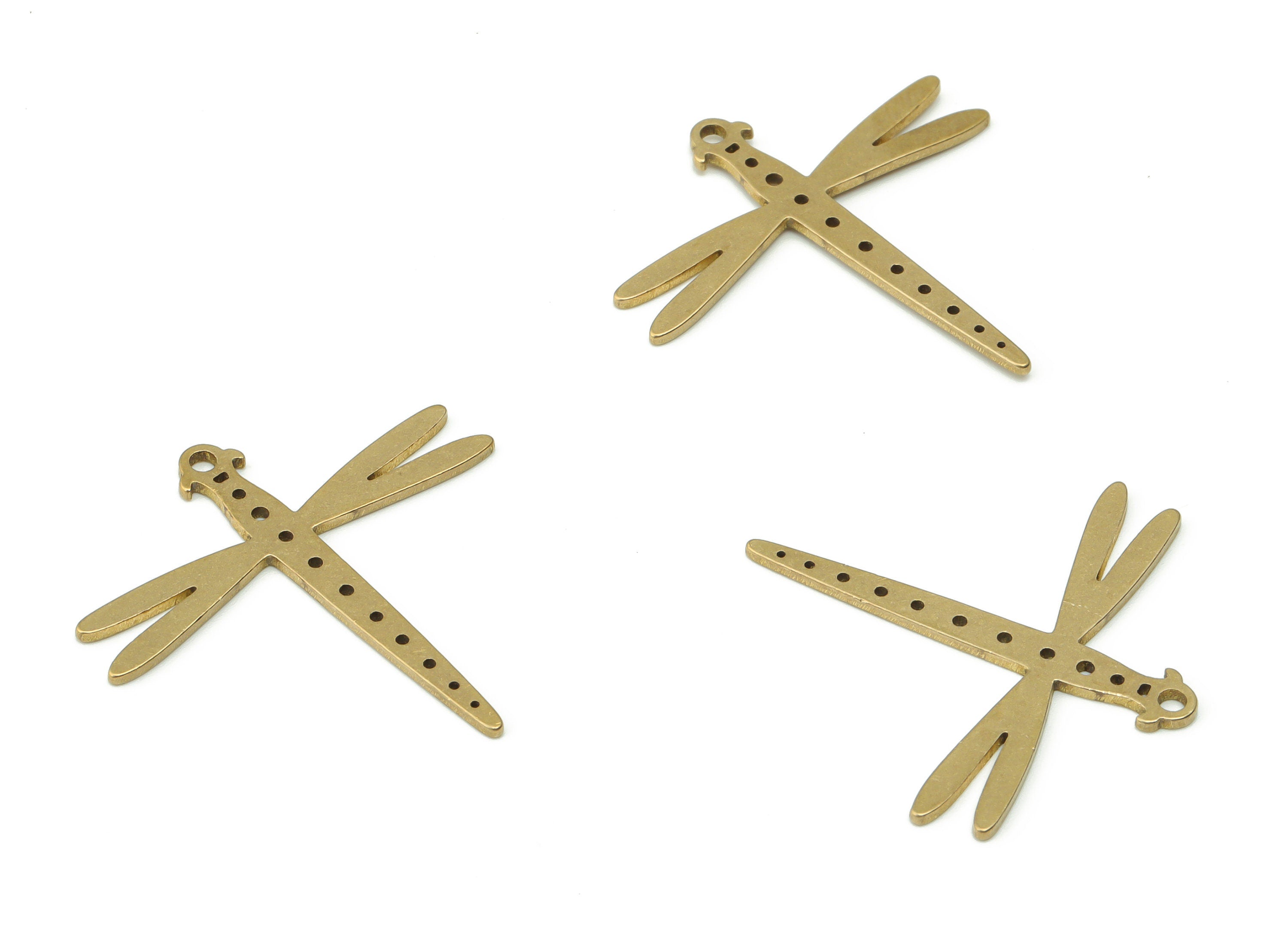 Brass Dragonfly Earring Charms - Raw Brass Dragonfly Pendant - DIY Jewelry Making Supplies - 29.66x29.14x0.86mm - PPA0331 - DOMEDBAZAAR