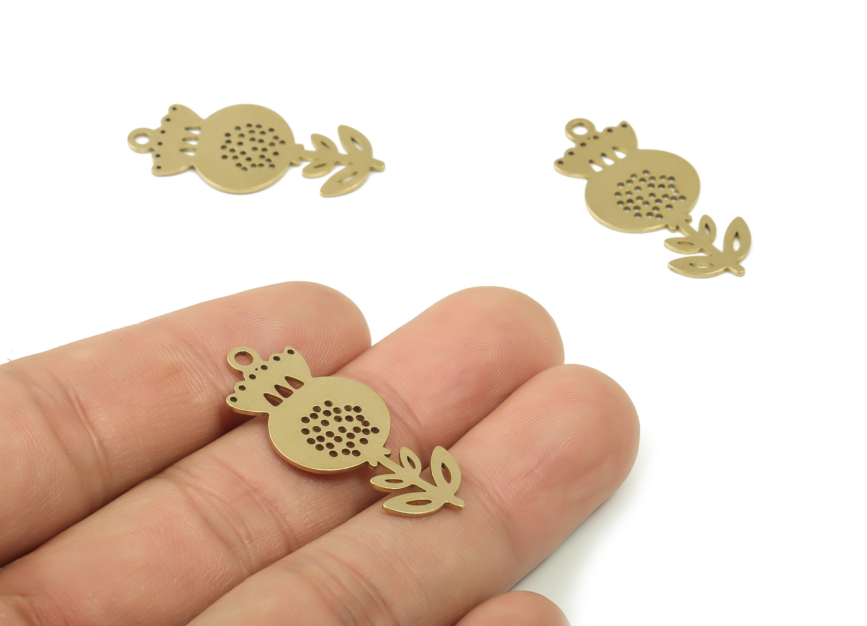 Raw Brass Flower Earring Charms – Brass Dangle Flower Pendant Charm – Flower Jewelry Making Supplies - 32.93x15.02x0.74mm- PPA0178 - DOMEDBAZAAR