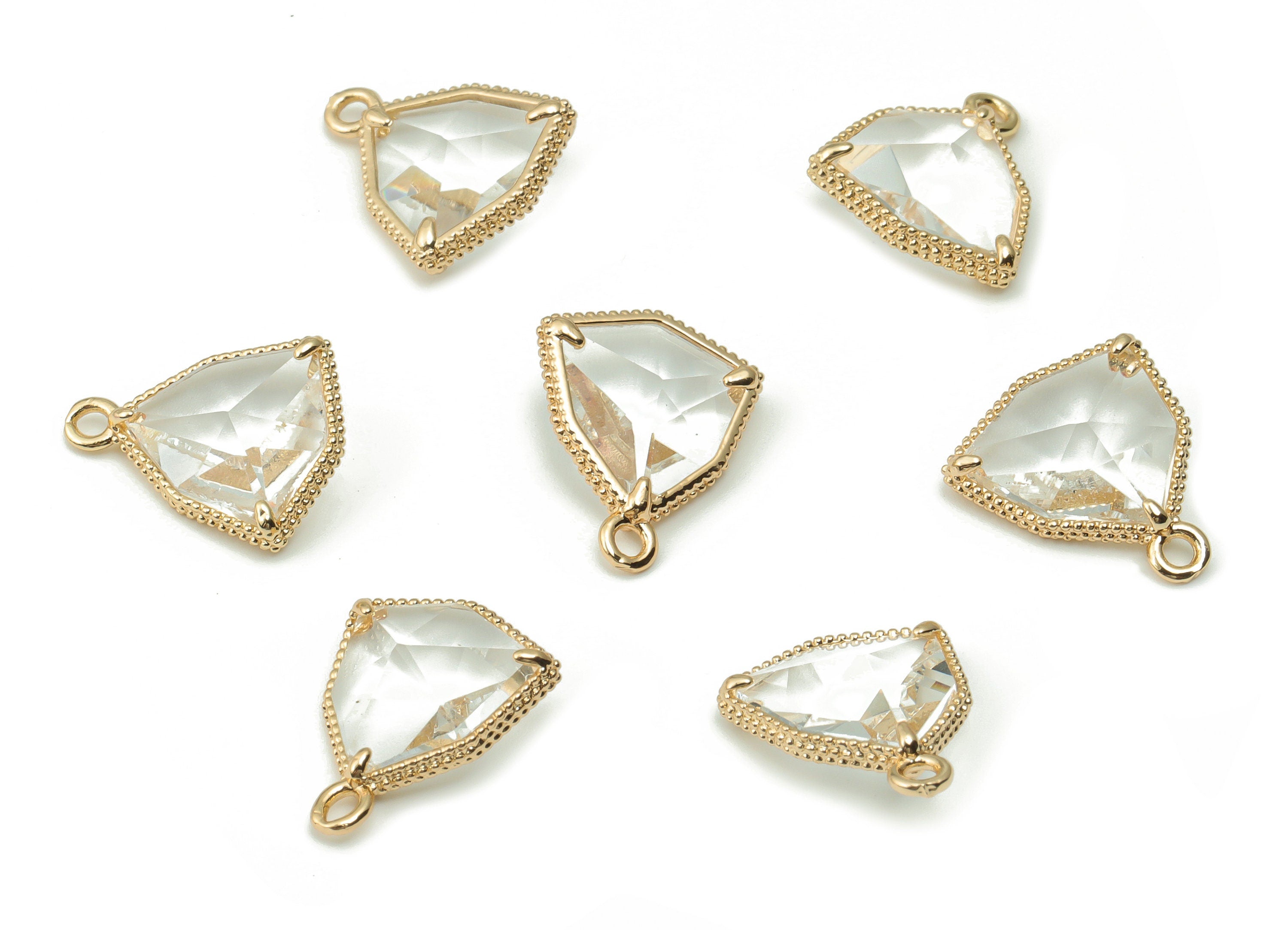 Brass Geometry Earring Charms With Zircon - Gold Geometry Pendant - Gold Tone Plated Brass - Jewelry Supplies - 15.68x13.76x5.81mm - PP4921G - DOMEDBAZAAR