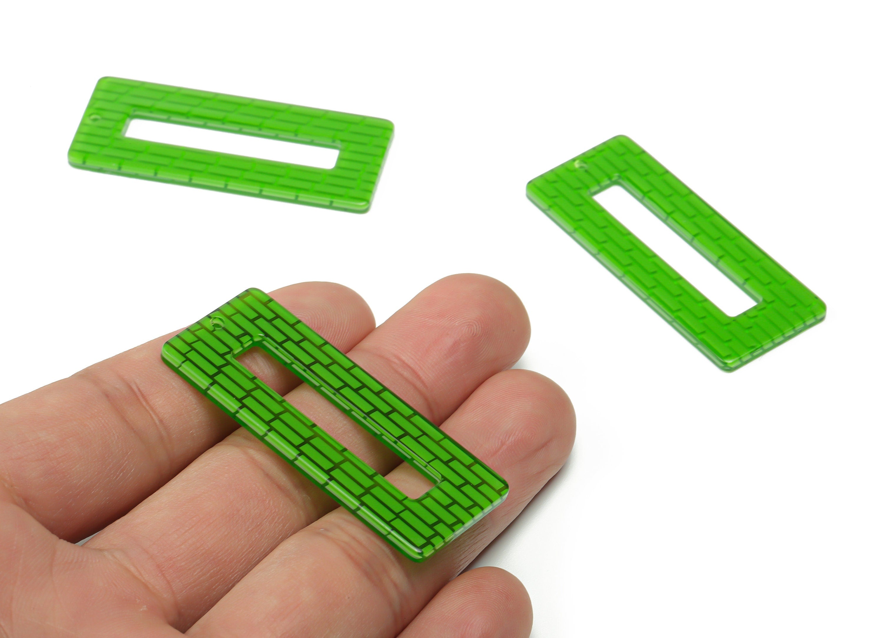 Acrylic Rectangle Earring Charms - Acrylic Rectangle Pendant - Jewelry Making Supplies - Color Code: A741 - 48.07x20.01x2.2mm - AC1025-A741 - DOMEDBAZAAR