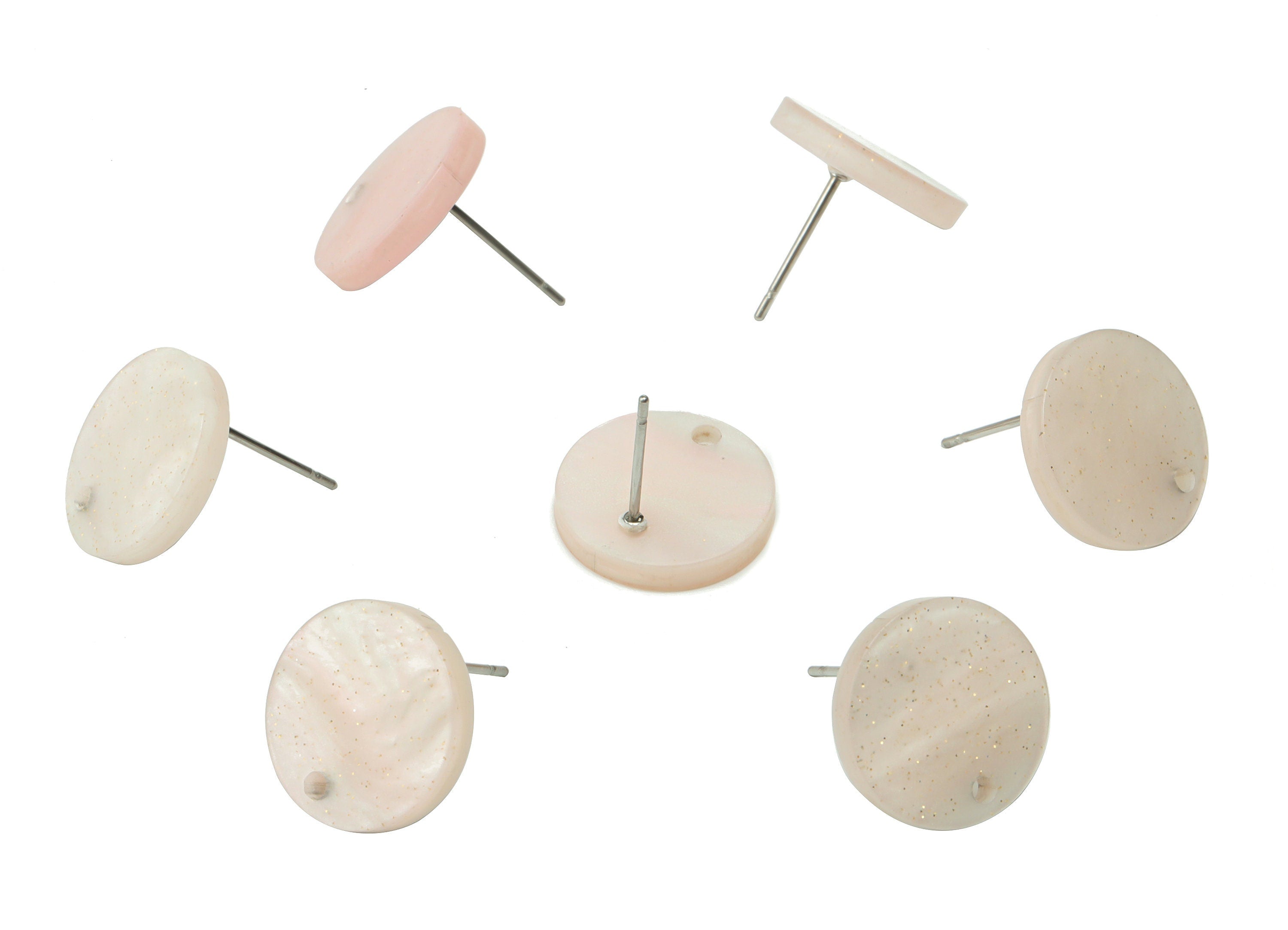 Acrylic Mini Round Earring Stud - Acrylic Circle Post - 316 Surgical Stainless Steel - Color Code:A744 - 14.81x14.7x2.79mm - AC1888-A744 - DOMEDBAZAAR