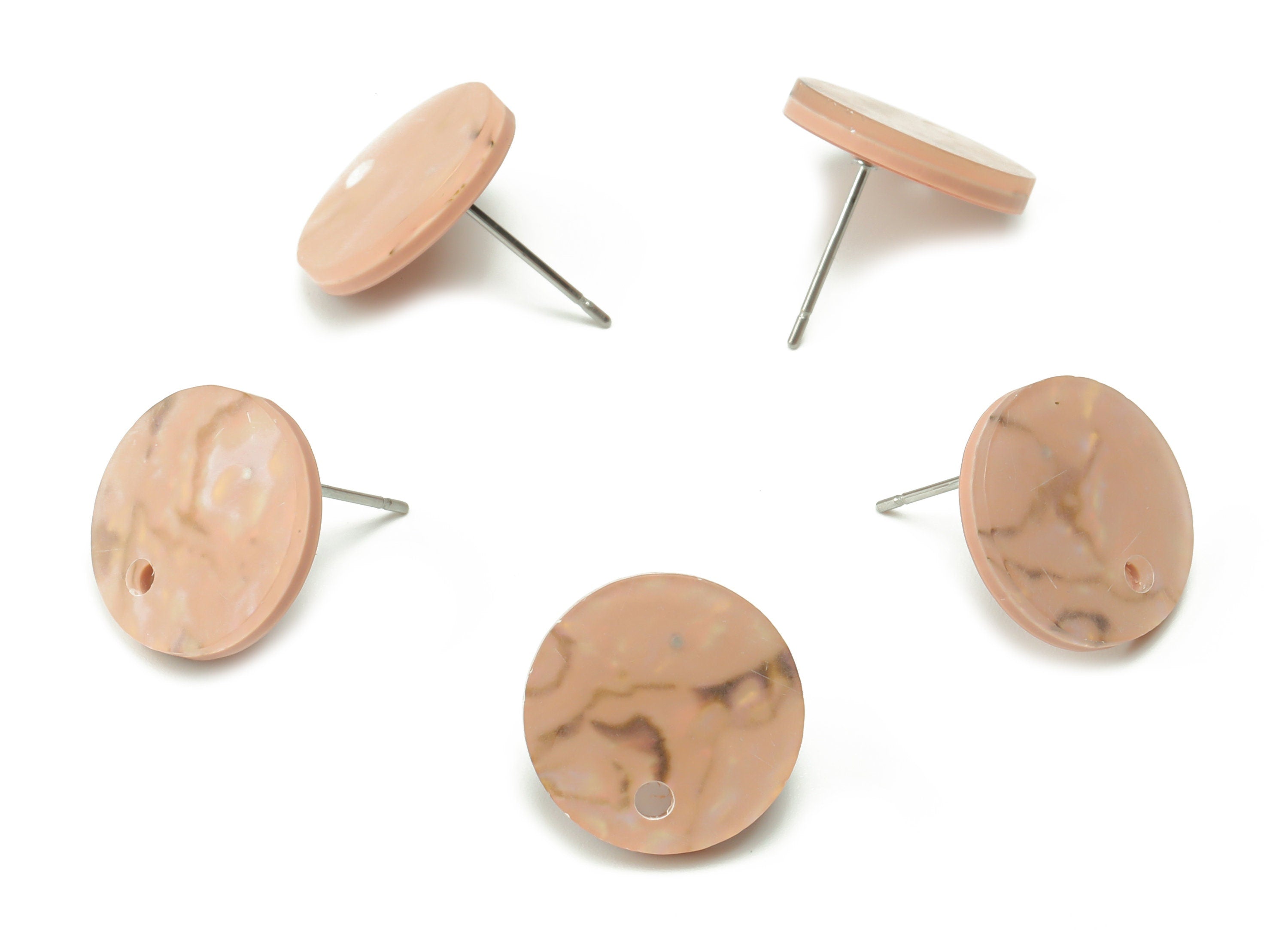 Acrylic Mini Round Earring Stud - Matte Circle Post - 316 Surgical Stainless Steel Stud - Color Code:A728 - 15.12x15.11x2.31mm - AC1888-A728 - DOMEDBAZAAR