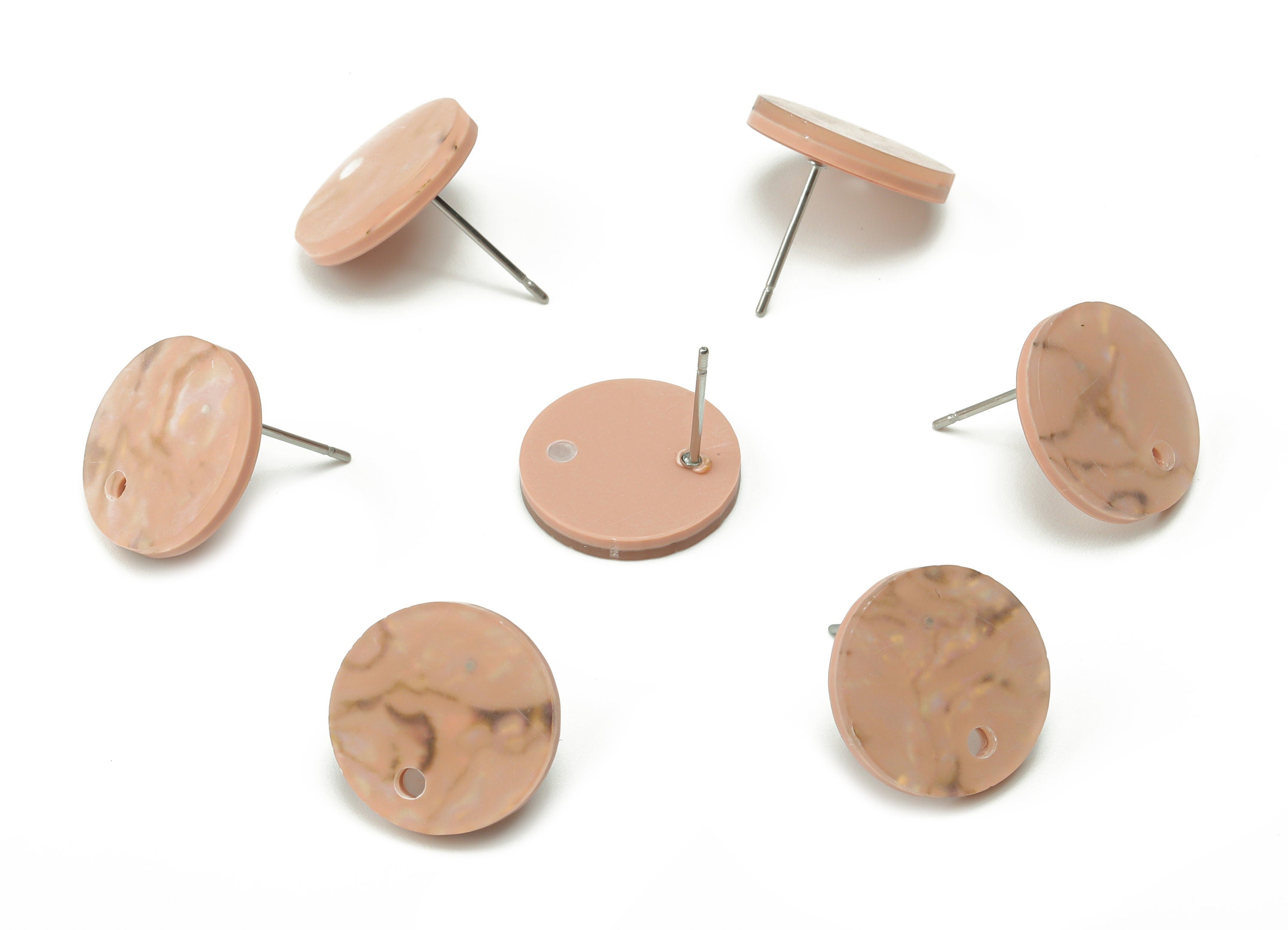 Acrylic Mini Round Earring Stud - Matte Circle Post - 316 Surgical Stainless Steel Stud - Color Code:A728 - 15.12x15.11x2.31mm - AC1888-A728 - DOMEDBAZAAR