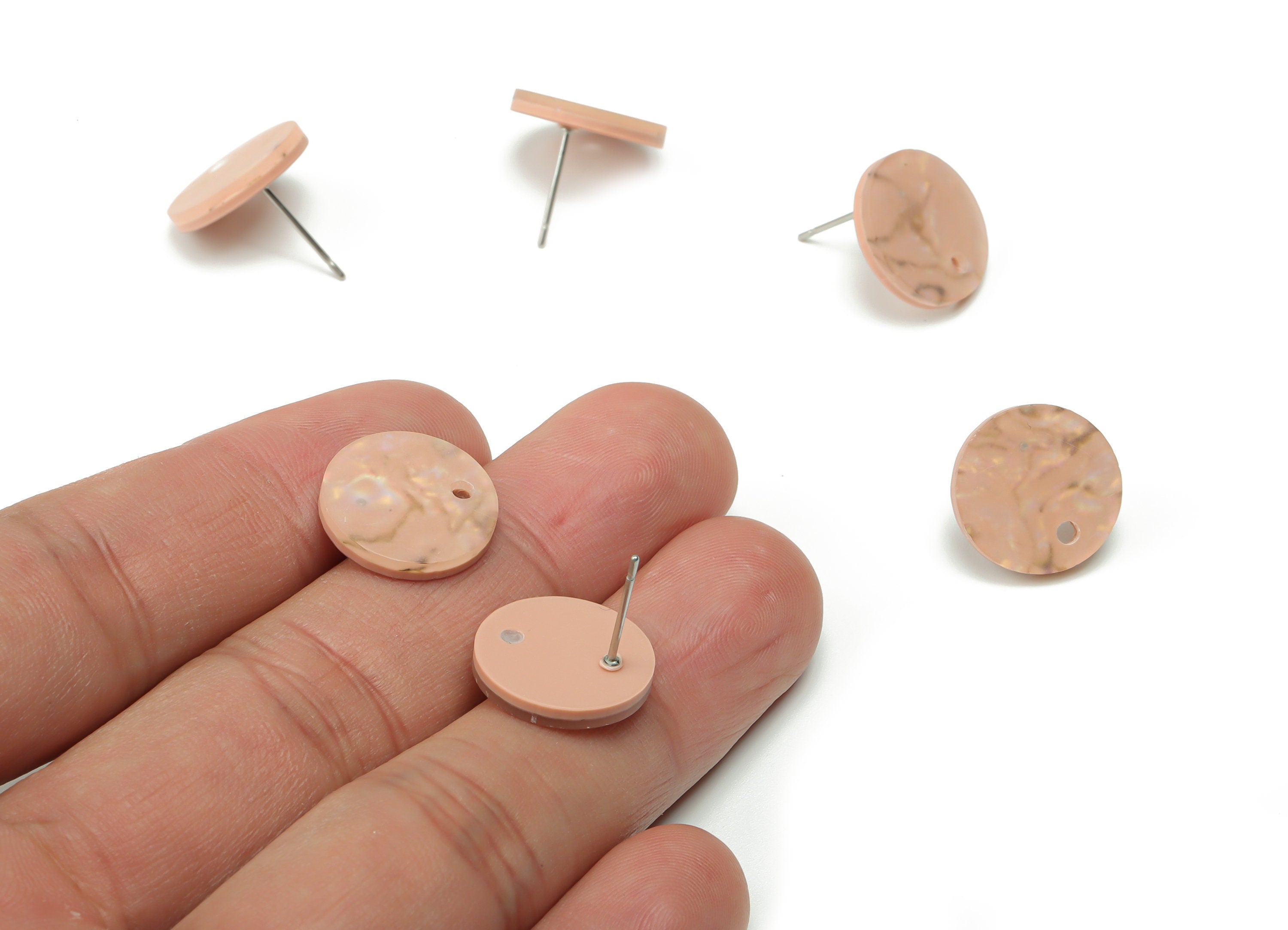 Acrylic Mini Round Earring Stud - Matte Circle Post - 316 Surgical Stainless Steel Stud - Color Code:A728 - 15.12x15.11x2.31mm - AC1888-A728 - DOMEDBAZAAR