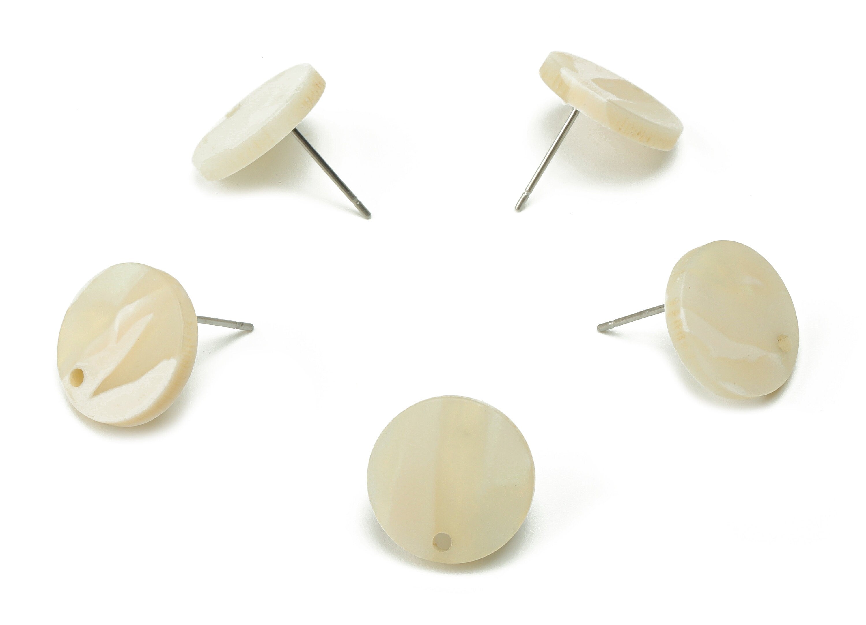 Acrylic Mini Round Earring Stud - Matte Circle Post - 316 Surgical Stainless Steel Stud - Color Code:A730 - 14.85x14.63x2.48mm - AC1888-A730 - DOMEDBAZAAR