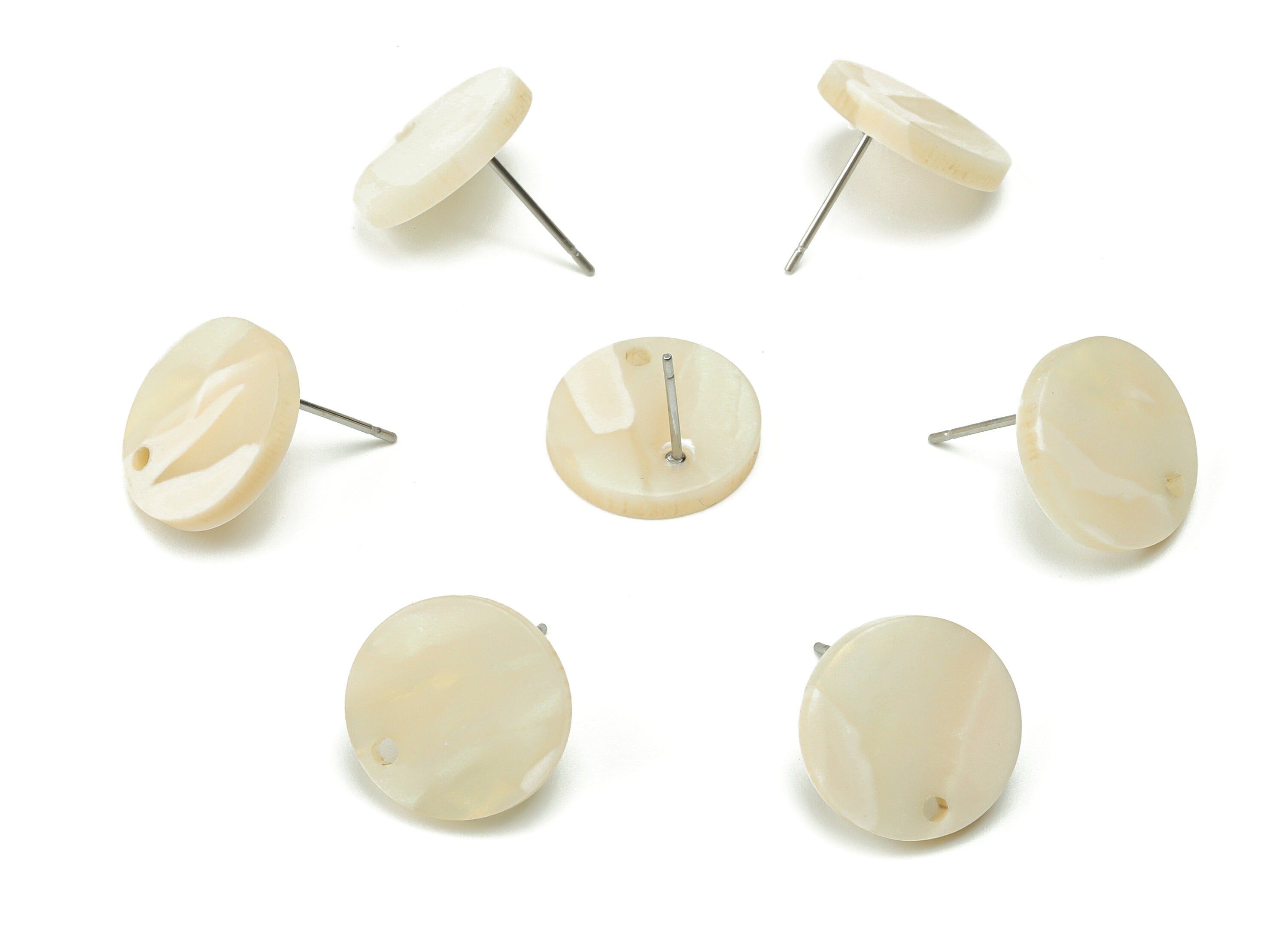 Acrylic Mini Round Earring Stud - Matte Circle Post - 316 Surgical Stainless Steel Stud - Color Code:A730 - 14.85x14.63x2.48mm - AC1888-A730 - DOMEDBAZAAR