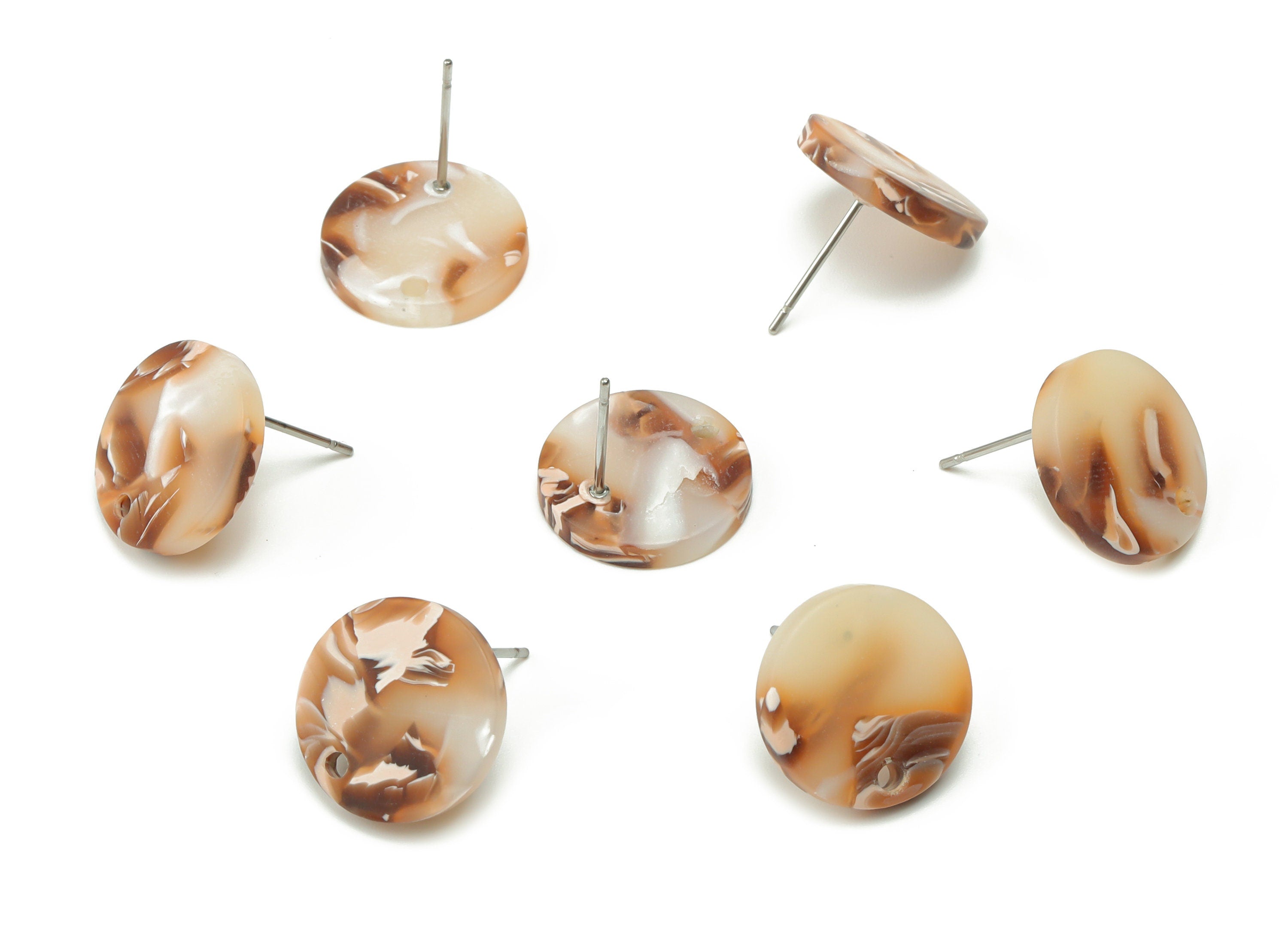 Acrylic Mini Round Earring Stud - Matte Circle Post - 316 Surgical Stainless Steel Stud - Color Code:A729 - 14.78x14.65x2.49mm - AC1888-A729 - DOMEDBAZAAR