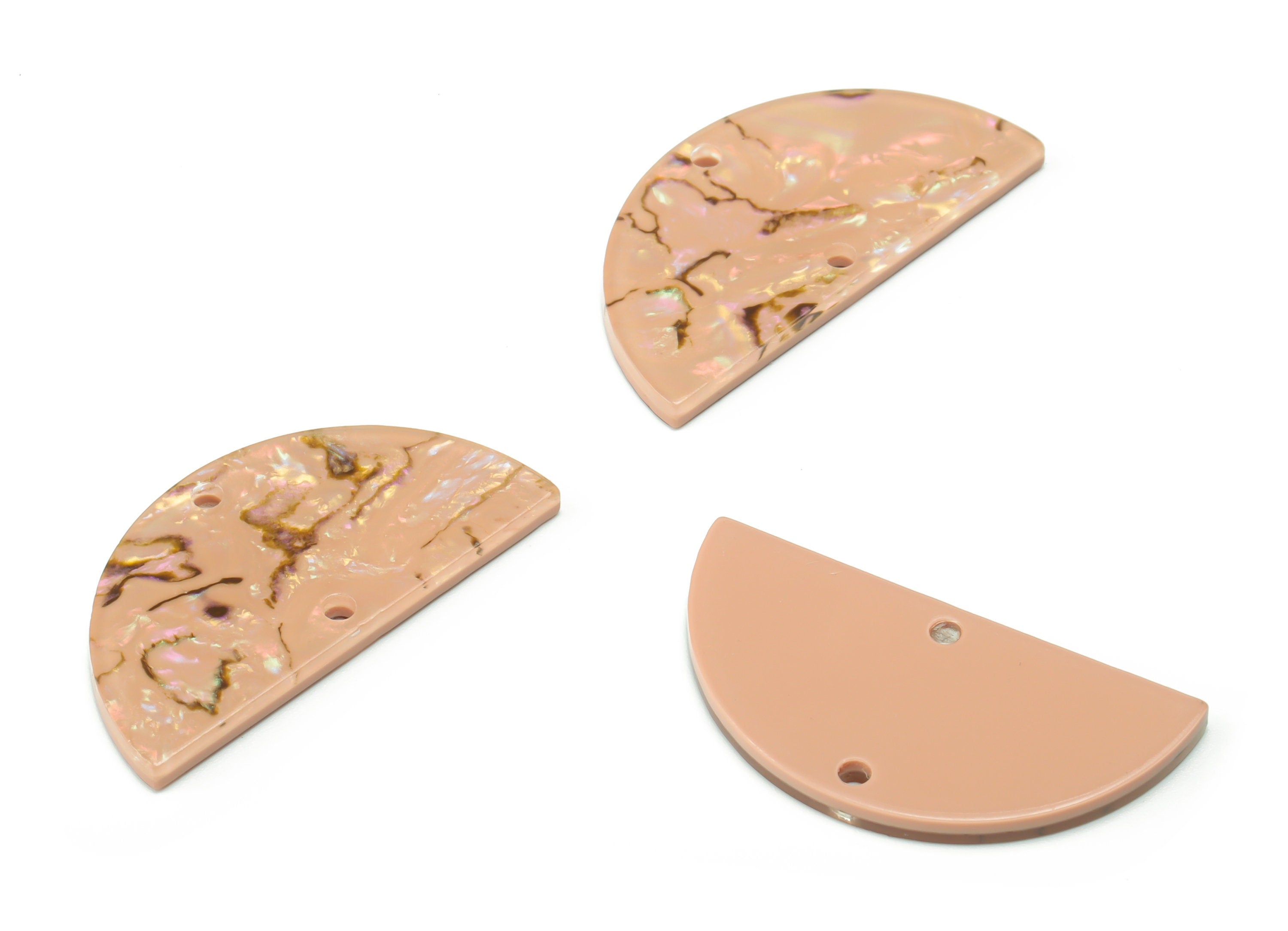 Acrylic D Earring Connector - Semi Circle Charms and Pendant - 2 Holes- Jewelry Supplies - Color Code:A723 - 33.46x16.8x2.39mm - AC1218-A723 - DOMEDBAZAAR