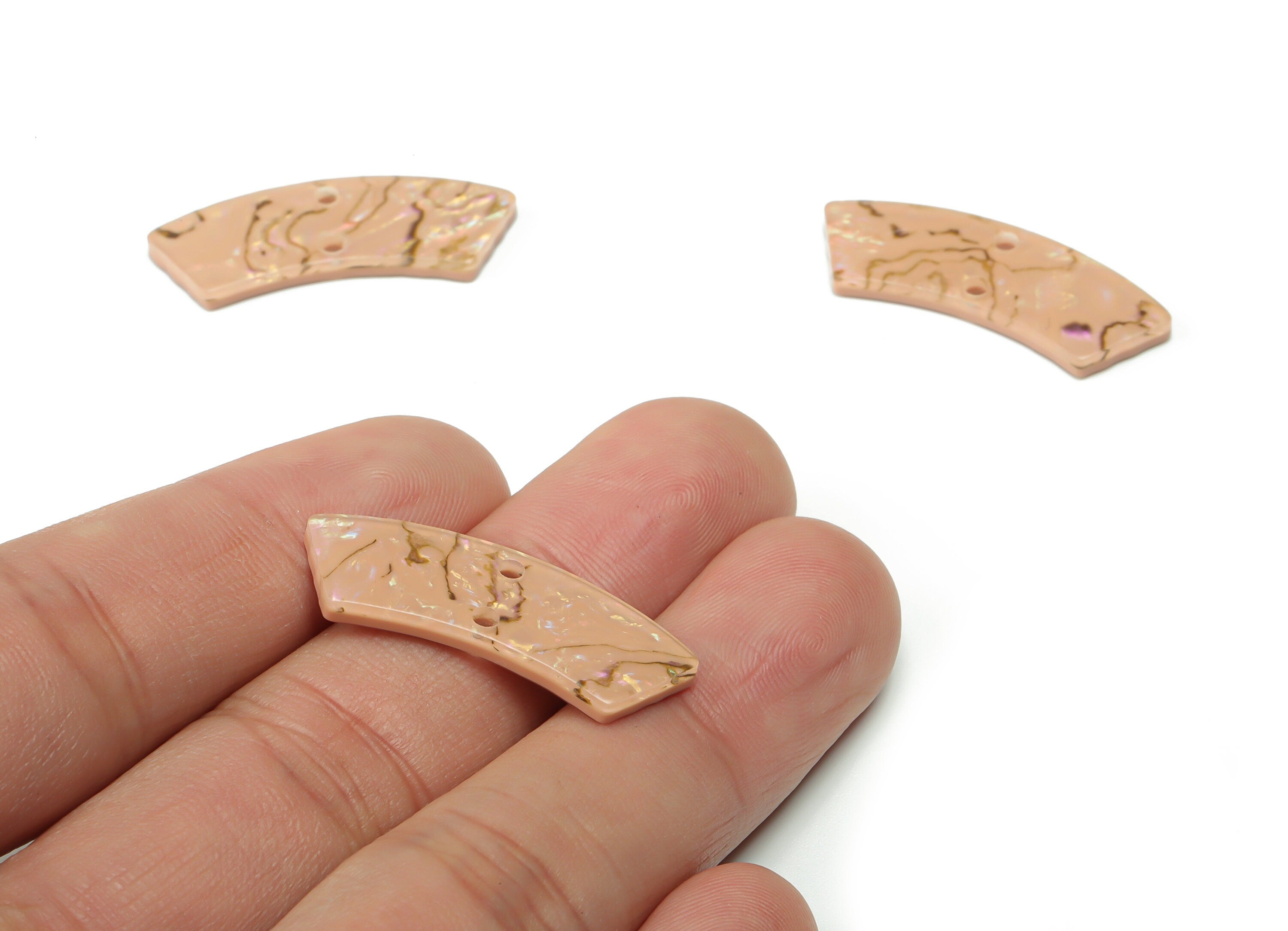 Acrylic Earring Charms - Irregular Shaped Connector - Arc Shaped 2 Hole - Jewelry Supplies - Color Code:A723 - 31.19x10.06x2.4mm-AC2326-A723 - DOMEDBAZAAR
