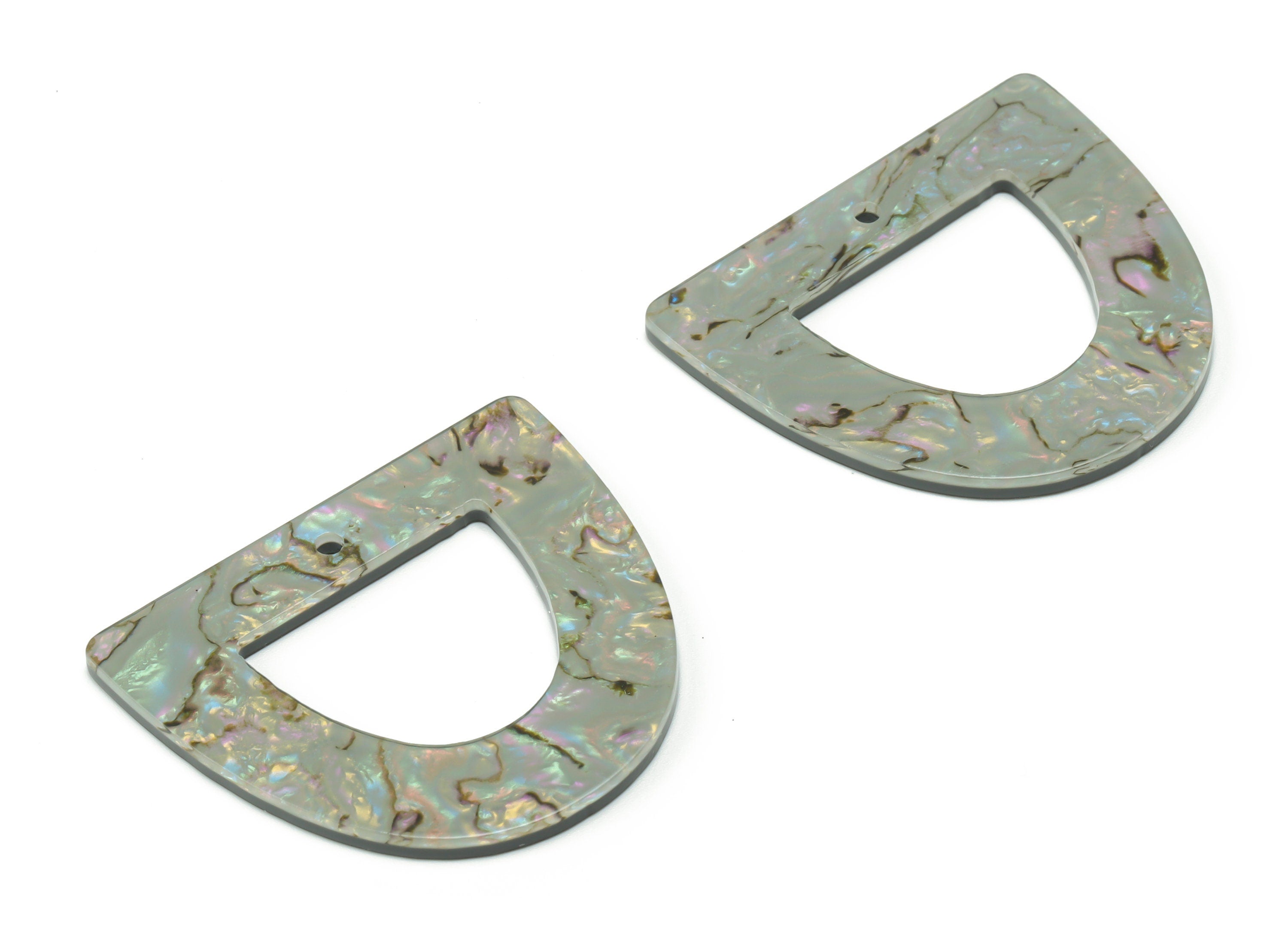 Acrylic D Earring Charms - Acrylic Half Ellipse Pendant - Jewelry Making Supplies - Color Code: A688 - 39.45x34.55x2.37mm - AC2327-A688 - DOMEDBAZAAR