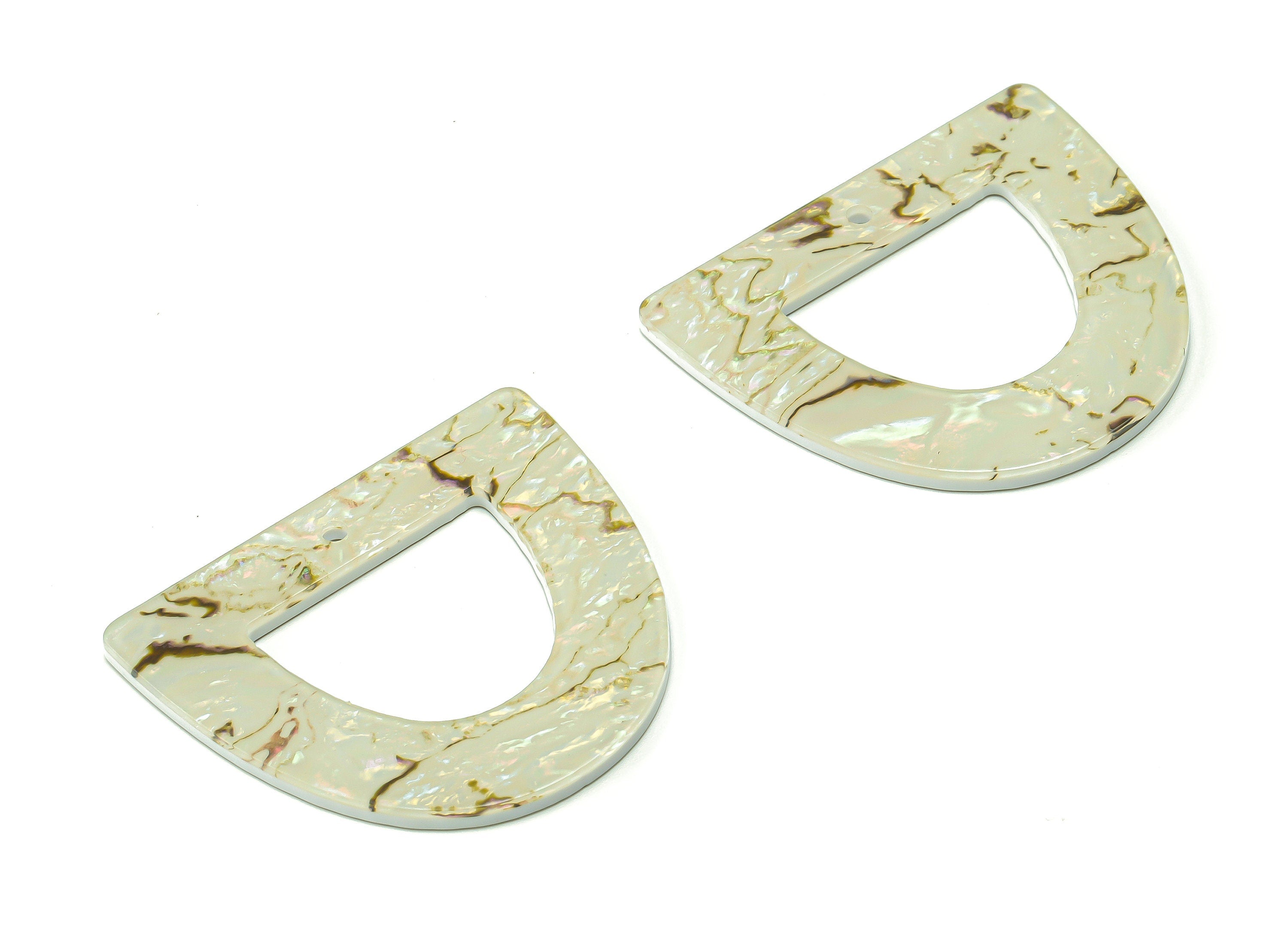 Acrylic D Earring Charms - Acrylic Half Ellipse Pendant - Jewelry Making Supplies - Color Code: A689 - 39.59x34.59x2.34mm - AC2327-A689 - DOMEDBAZAAR