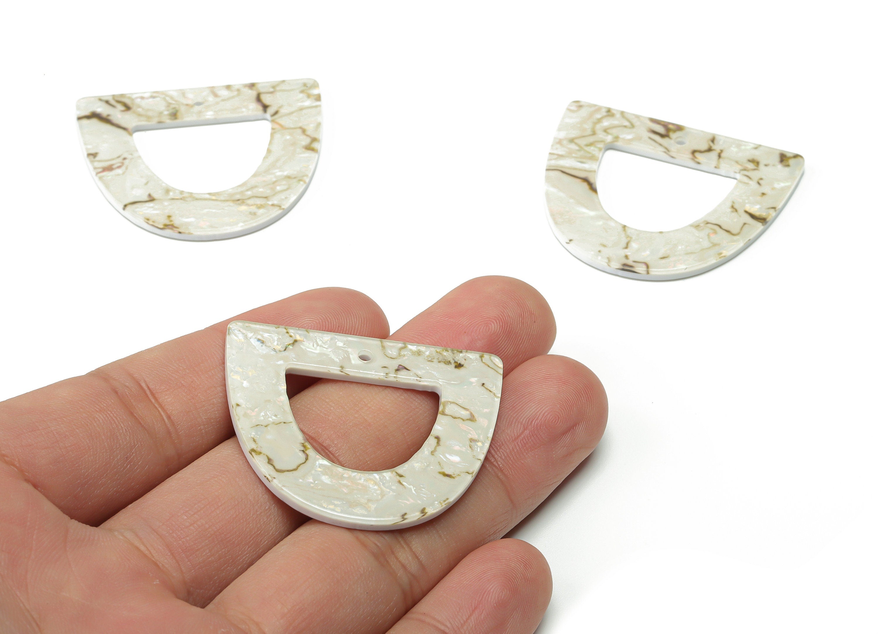 Acrylic D Earring Charms - Acrylic Half Ellipse Pendant - Jewelry Making Supplies - Color Code: A689 - 39.59x34.59x2.34mm - AC2327-A689 - DOMEDBAZAAR