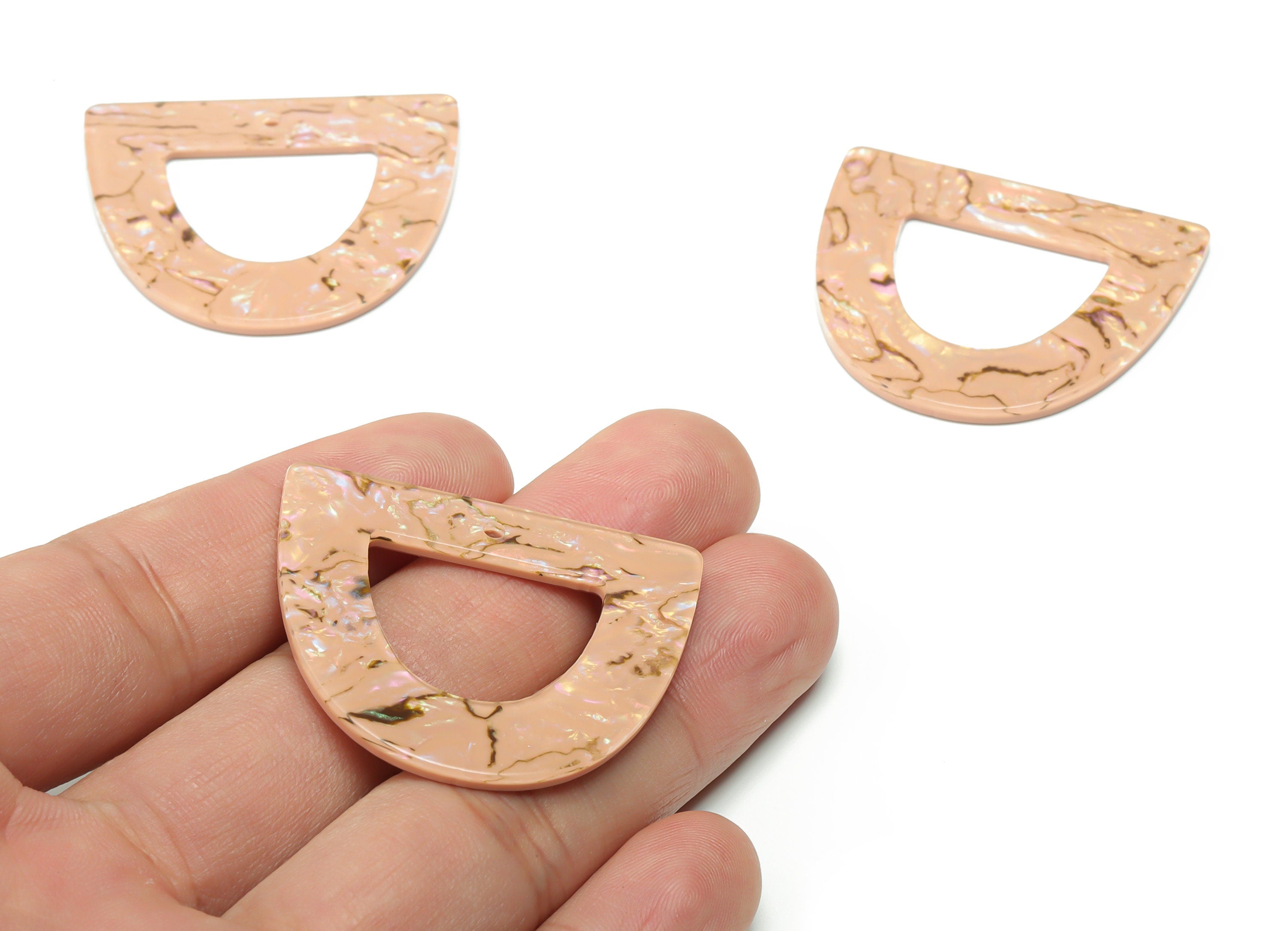 Acrylic D Earring Charms - Acrylic Half Ellipse Pendant - Jewelry Making Supplies - Color Code: A723 - 39.5x34.51x2.29mm - AC2327-A723 - DOMEDBAZAAR