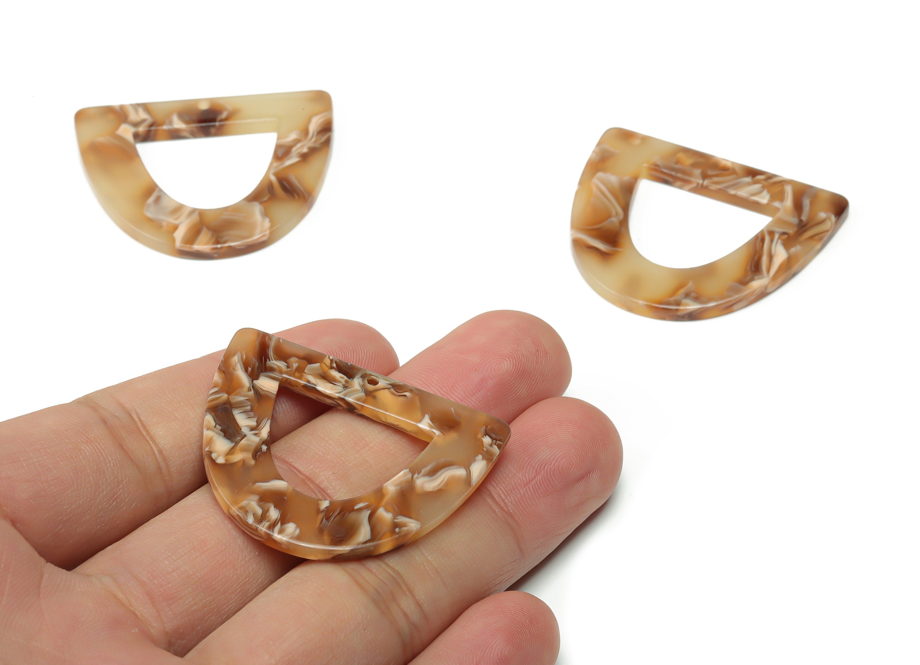 Acrylic D Earring Charms - Acrylic Half Ellipse Pendant - Jewelry Making Supplies - Color Code: A726 - 39.3x34.15x2.54mm - AC2327-A726 - DOMEDBAZAAR