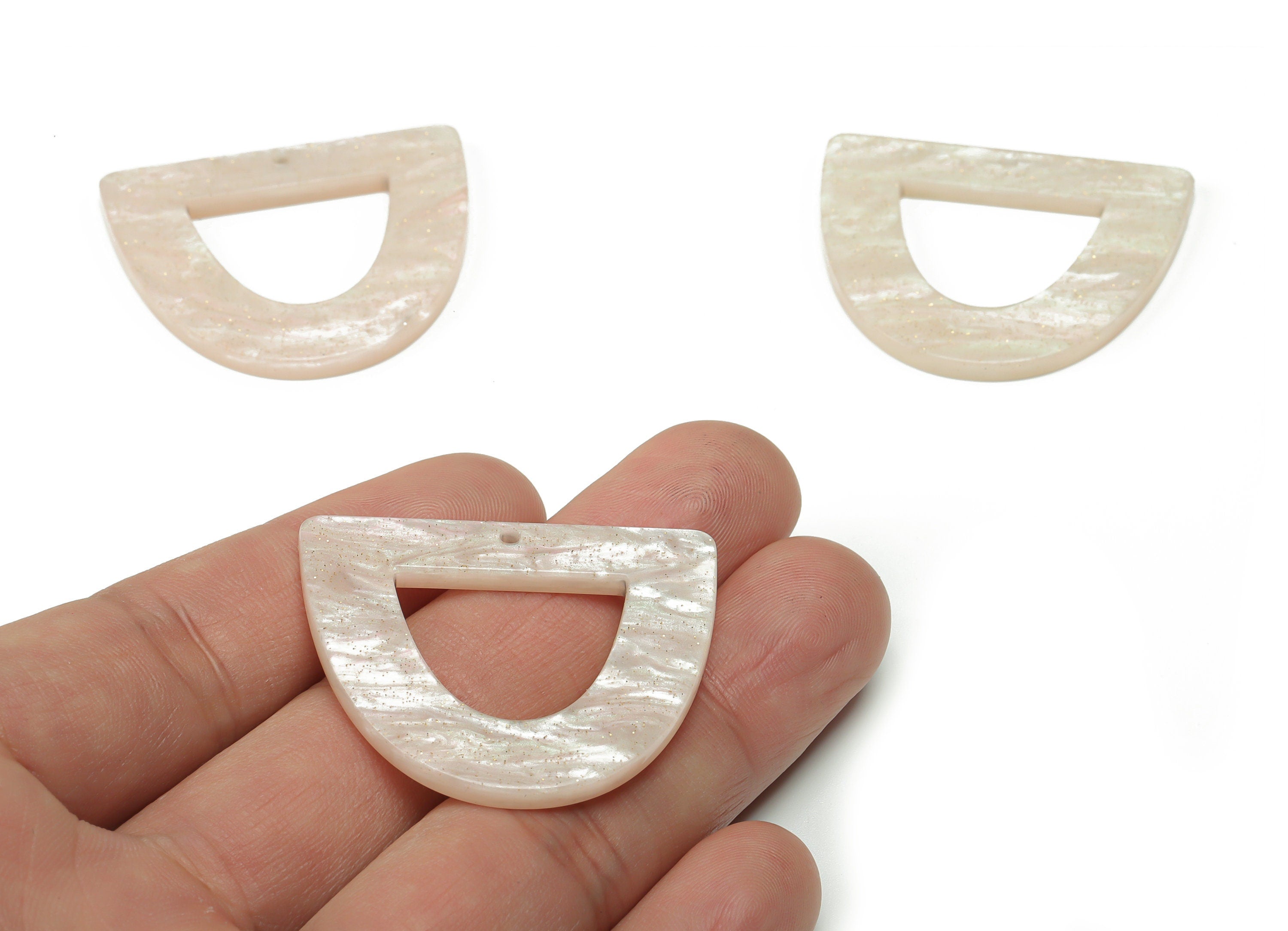 Acrylic D Earring Charms - Acrylic Half Ellipse Pendant - Jewelry Making Supplies - Color Code: A724 - 39.3x34.18x2.54mm - AC2327-A724 - DOMEDBAZAAR