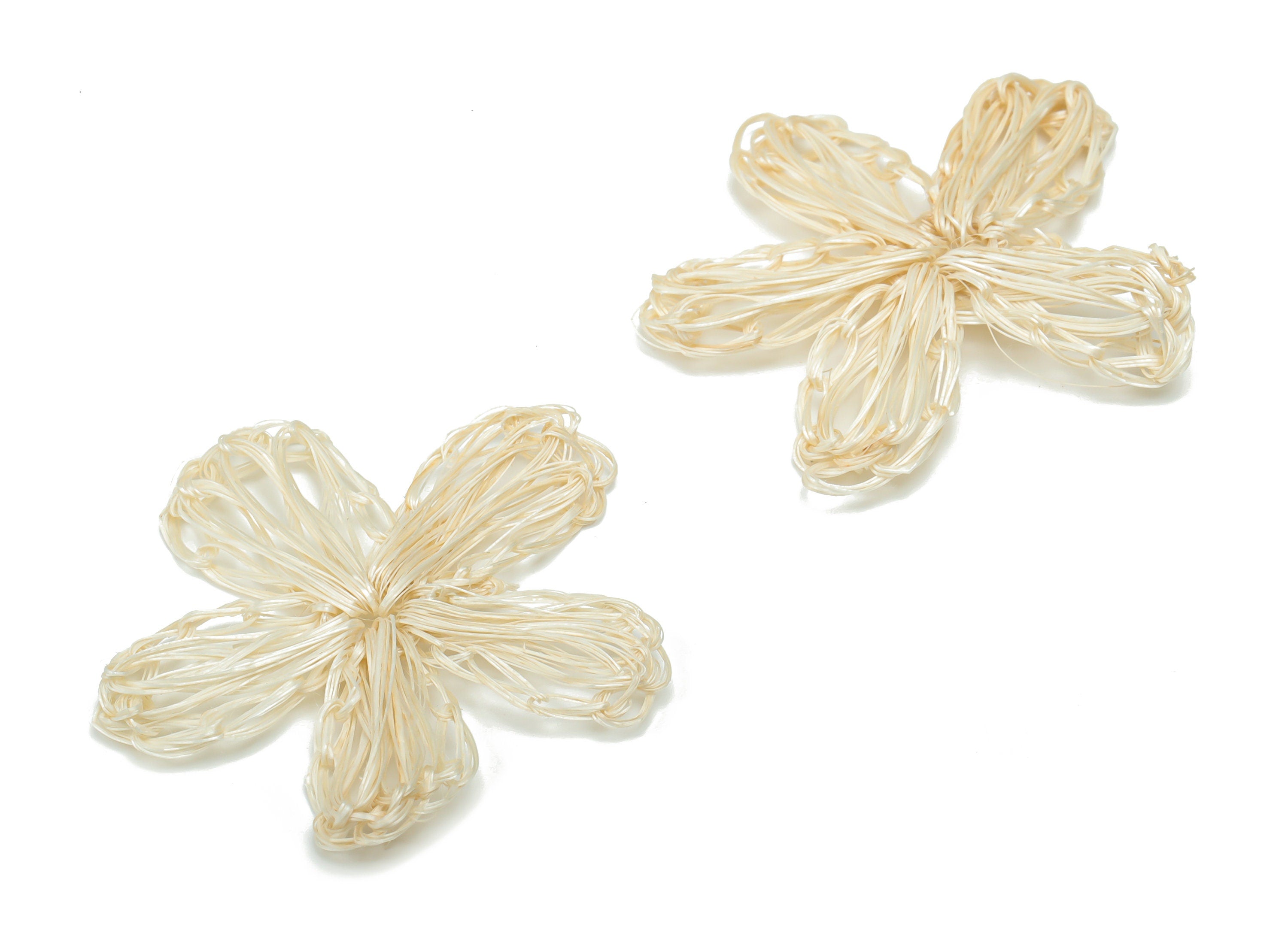 Handwoven Rattan Flower Charms - Rattan Flower Earrings and Pendant - Woven Earrings - Jewelry Handmade - 40x36x2.3mm - RT1332 - DOMEDBAZAAR