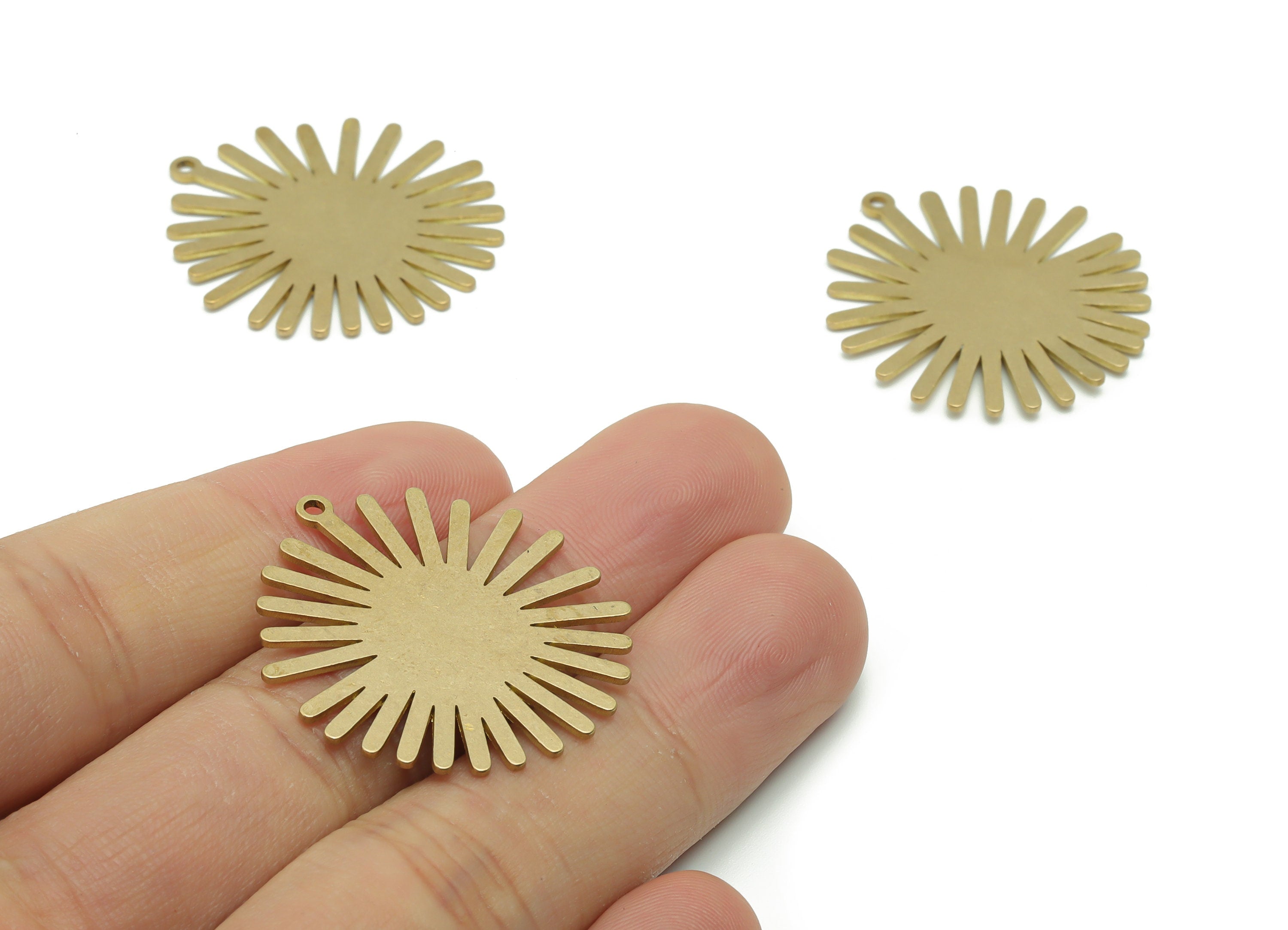 Personalized Stamping Blank - Brass Sun Earring Charms - Raw Brass Sun Pendant - Jewelry Making Supplies - 32.14x29.26x0.76mm - PPA0618 - DOMEDBAZAAR