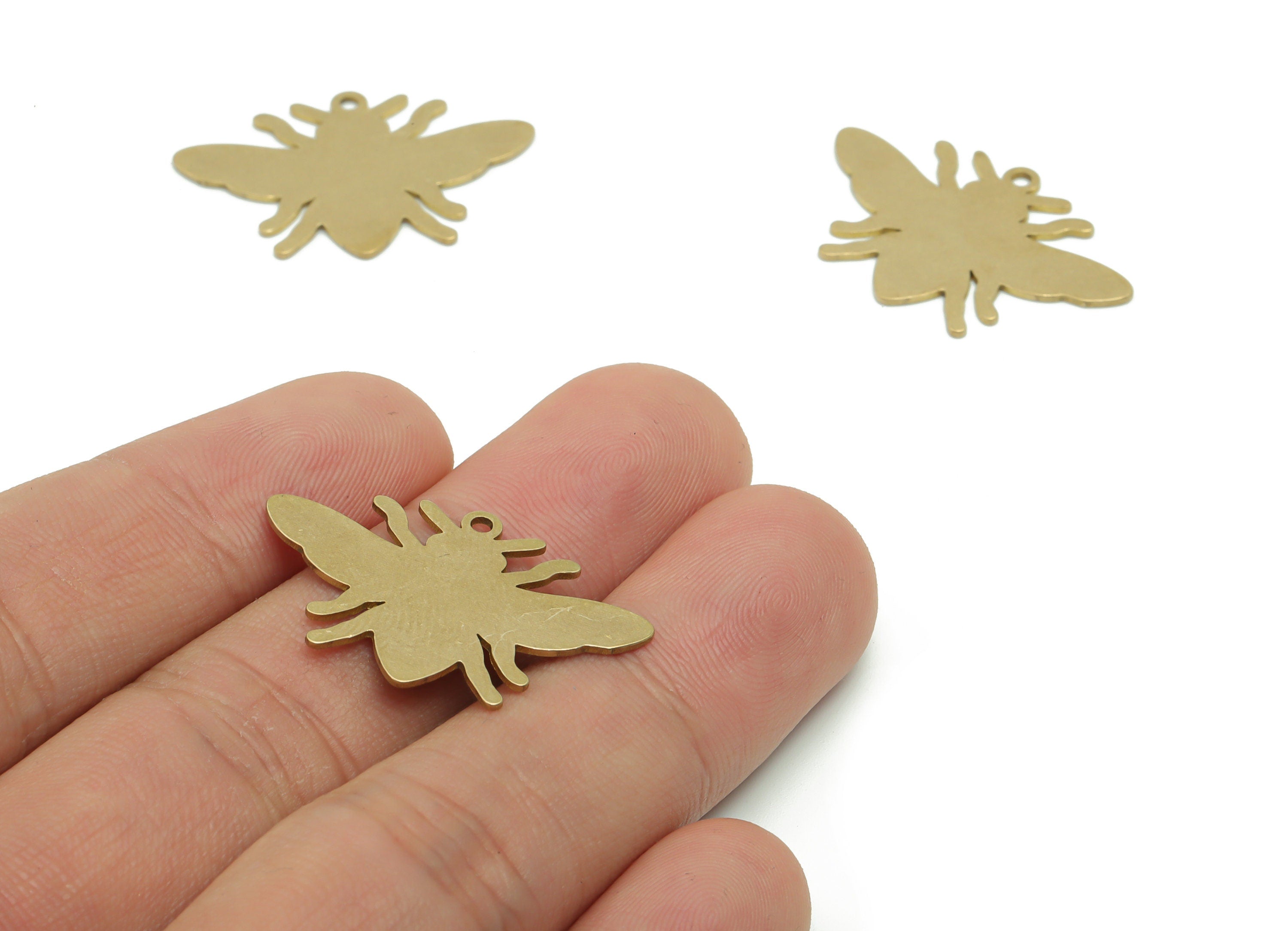 Personalized Stamping Blank - Brass Bee Earring Charms - Raw Brass Bee Pendant - Jewelry Making Supplies - 29.7x19.32x0.67mm - PPA0528 - DOMEDBAZAAR