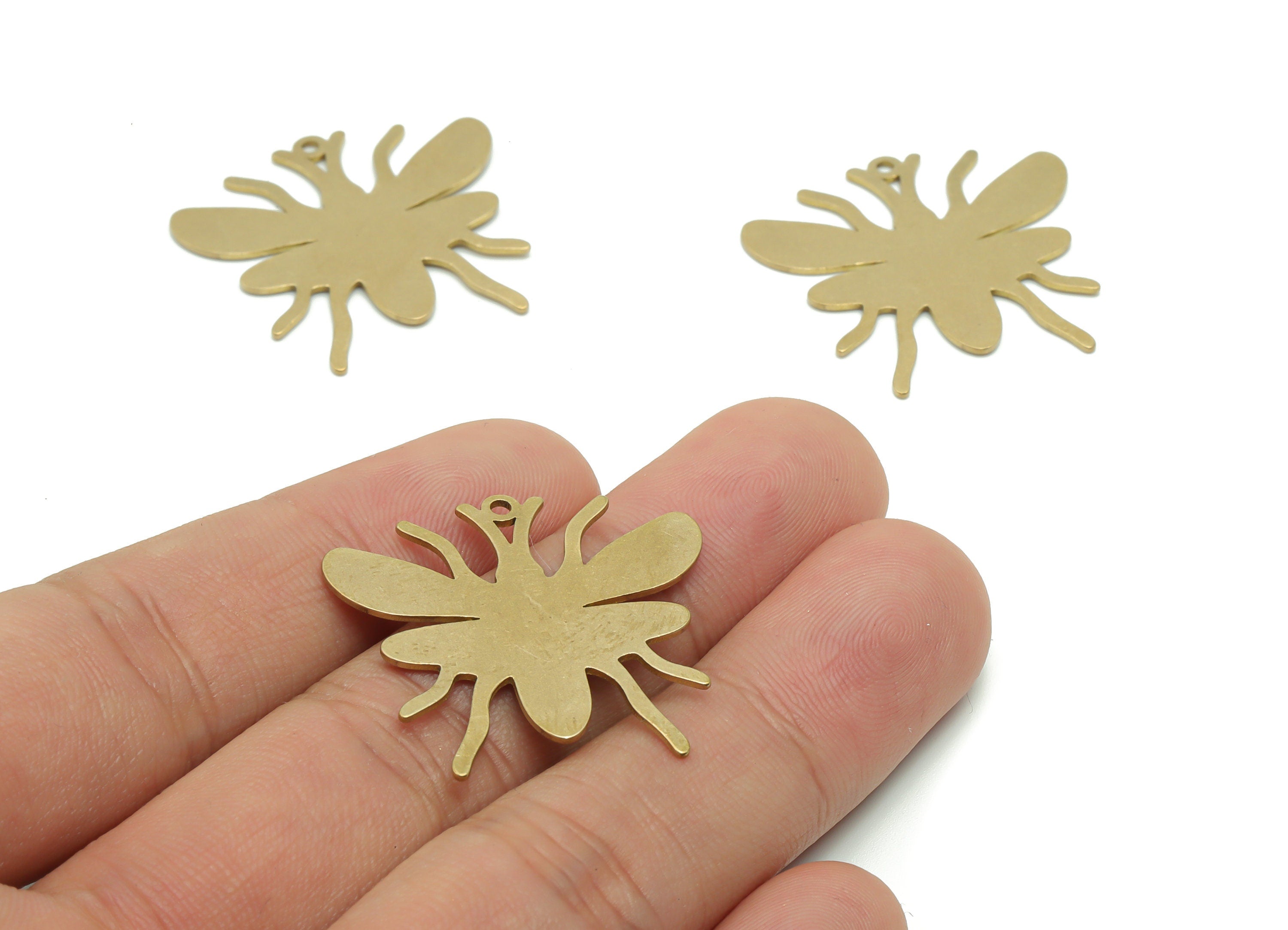 Personalized Stamping Blank - Brass Moth Earring Charms - Raw Brass Moth Pendant - Jewelry Making Supplies - 29.76x28.99x0.66mm - PPA0537 - DOMEDBAZAAR