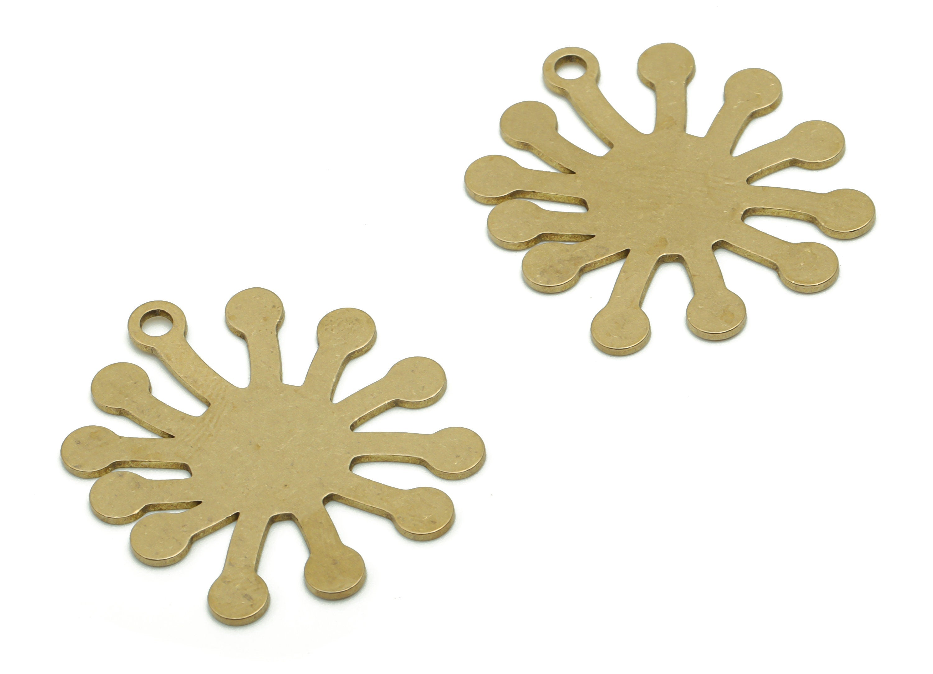 Personalized Stamping Blank - Brass Virus Earring Charms - Raw Brass Sun Pendant - Jewelry Making Supplies - 29.43x25.72x0.77mm - PPA0572 - DOMEDBAZAAR