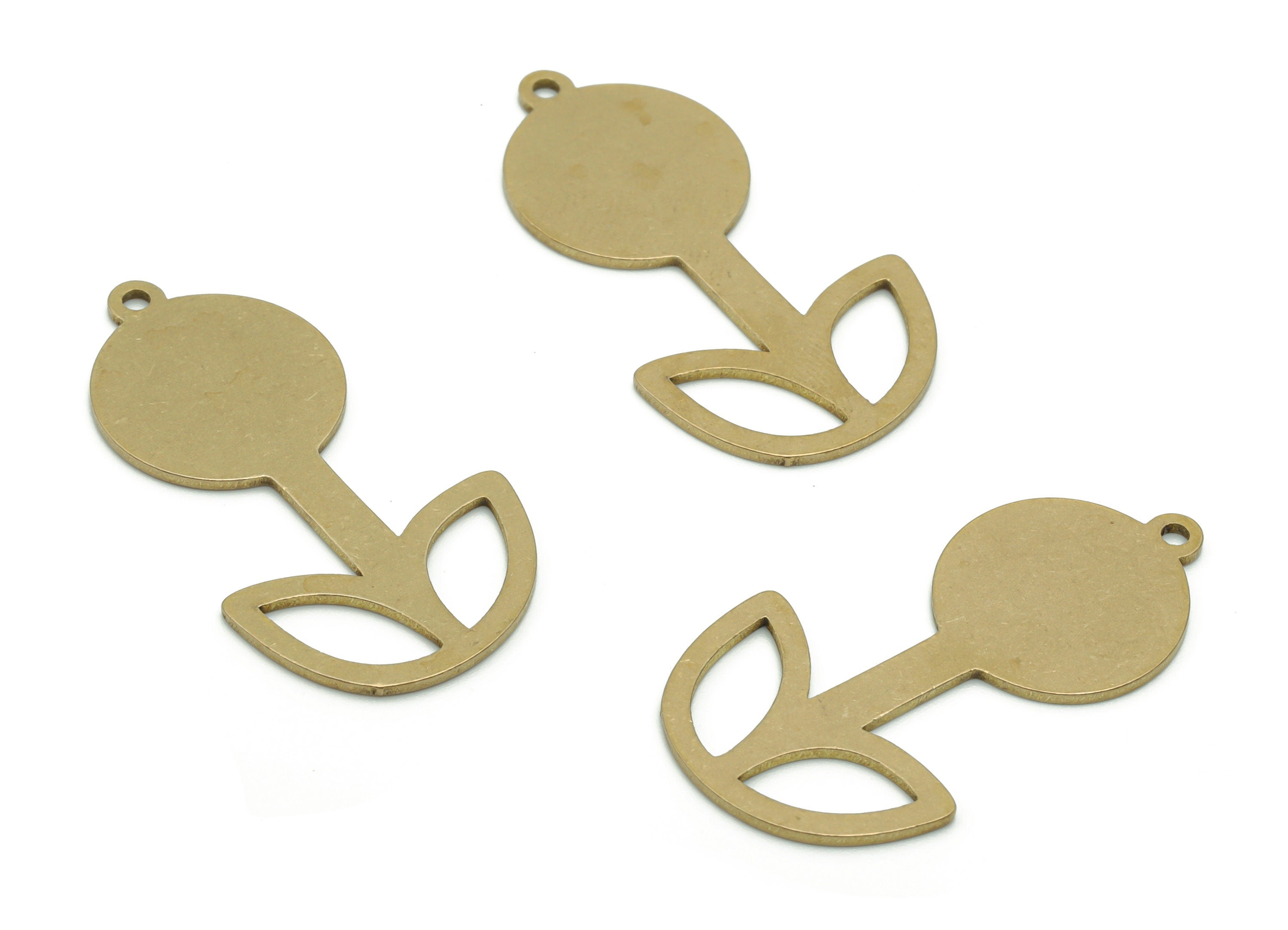 Personalized Stamping Blank - Brass Leaf Flower Earring Charms - Raw Brass Leaf Flower Pendant - Jewelry Supplies - 29.8x16.13x0.8mm-PPA0811 - DOMEDBAZAAR