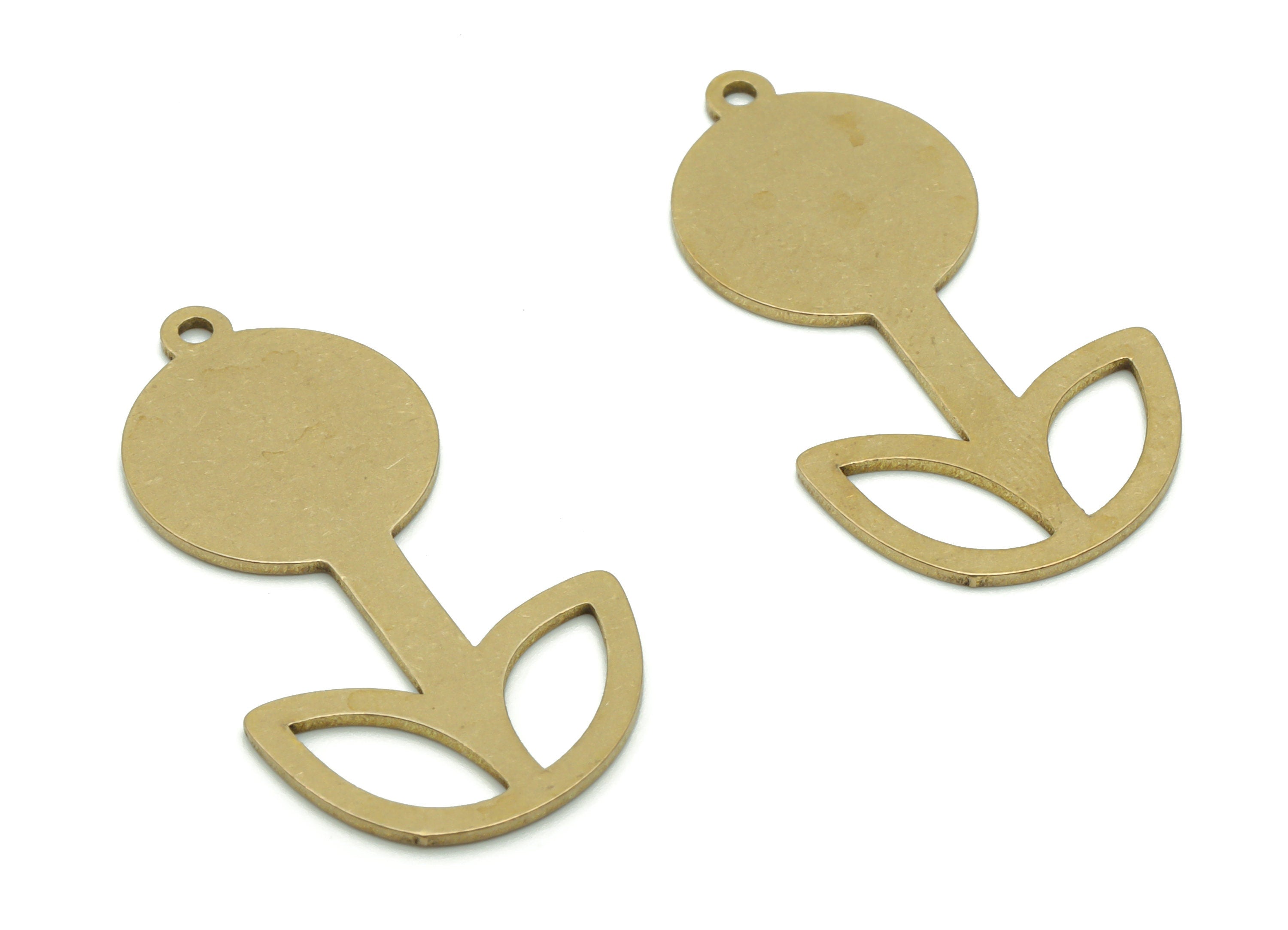 Personalized Stamping Blank - Brass Leaf Flower Earring Charms - Raw Brass Leaf Flower Pendant - Jewelry Supplies - 29.8x16.13x0.8mm-PPA0811 - DOMEDBAZAAR