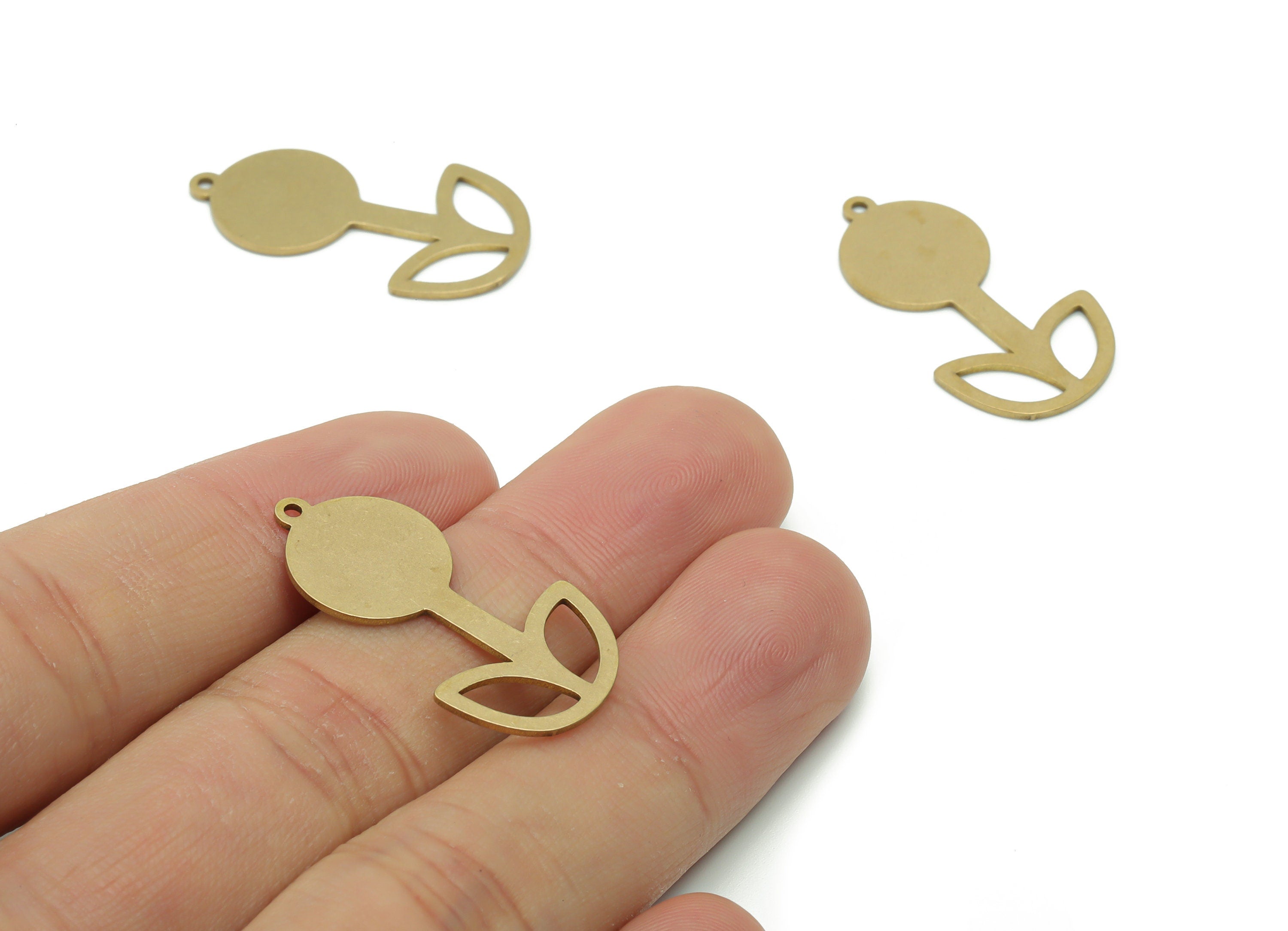 Personalized Stamping Blank - Brass Leaf Flower Earring Charms - Raw Brass Leaf Flower Pendant - Jewelry Supplies - 29.8x16.13x0.8mm-PPA0811 - DOMEDBAZAAR