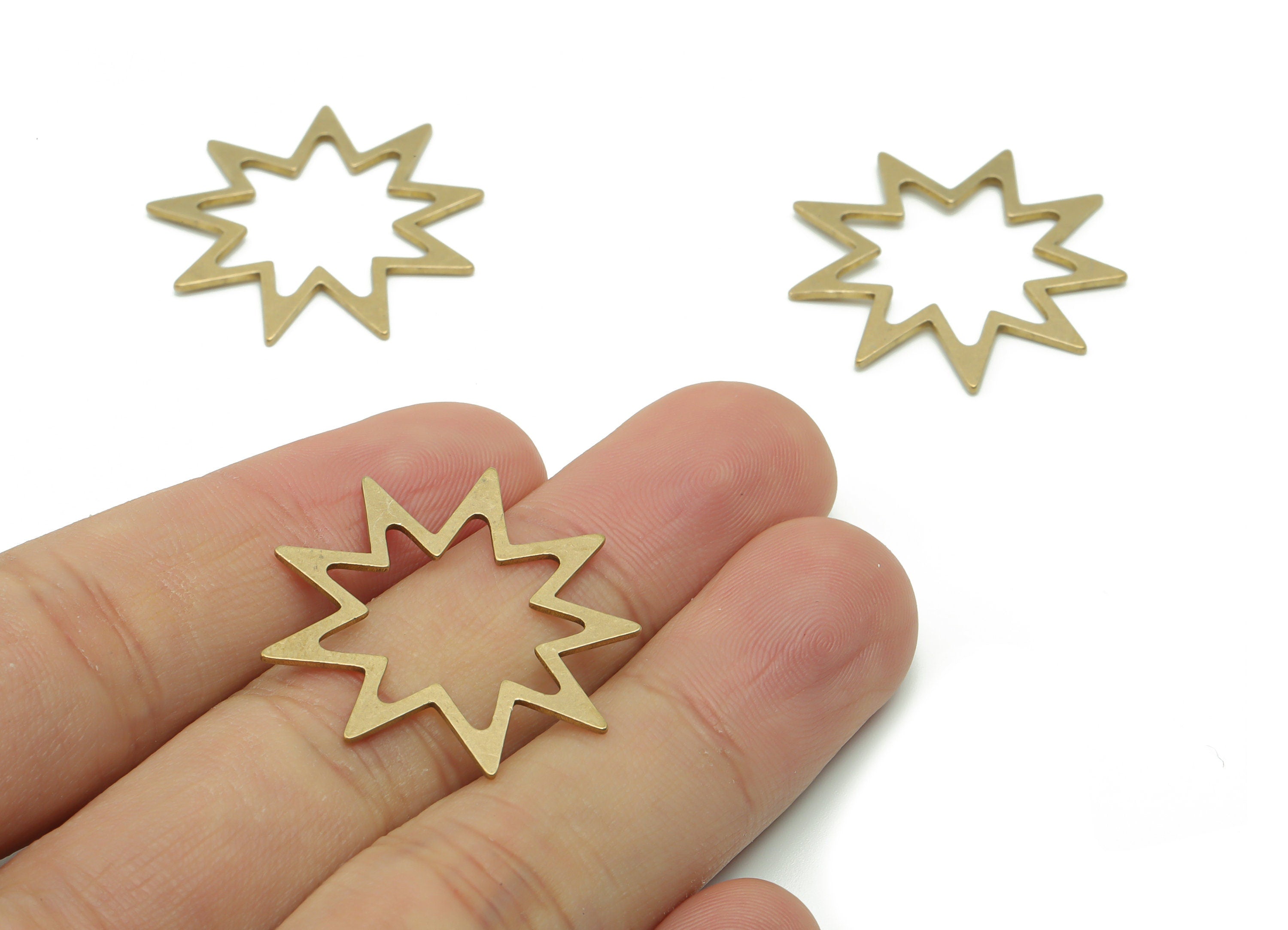 Brass Planet Star Earring Connector - Raw Brass Planet Star Charms and Pendant - Jewelry Making Supplies - 29.79x27.87x0.76mm - PPA0540 - DOMEDBAZAAR
