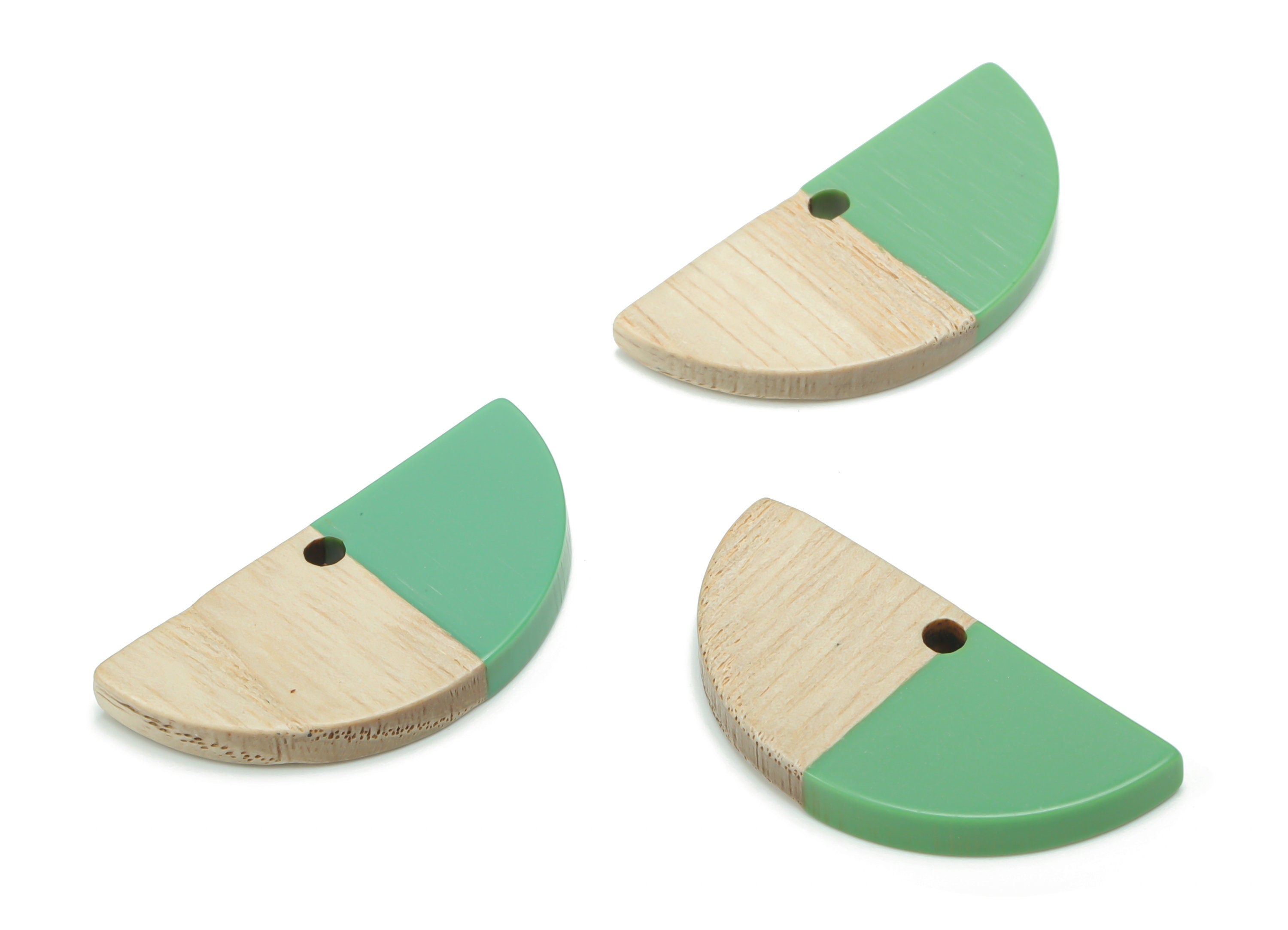 Natural Wooden Semicircle Earring Charms - Resin Half Moon Pendant - DIY Jewelry Making Supplies - 28.43x13.76x3.1mm - BB1137A - DOMEDBAZAAR
