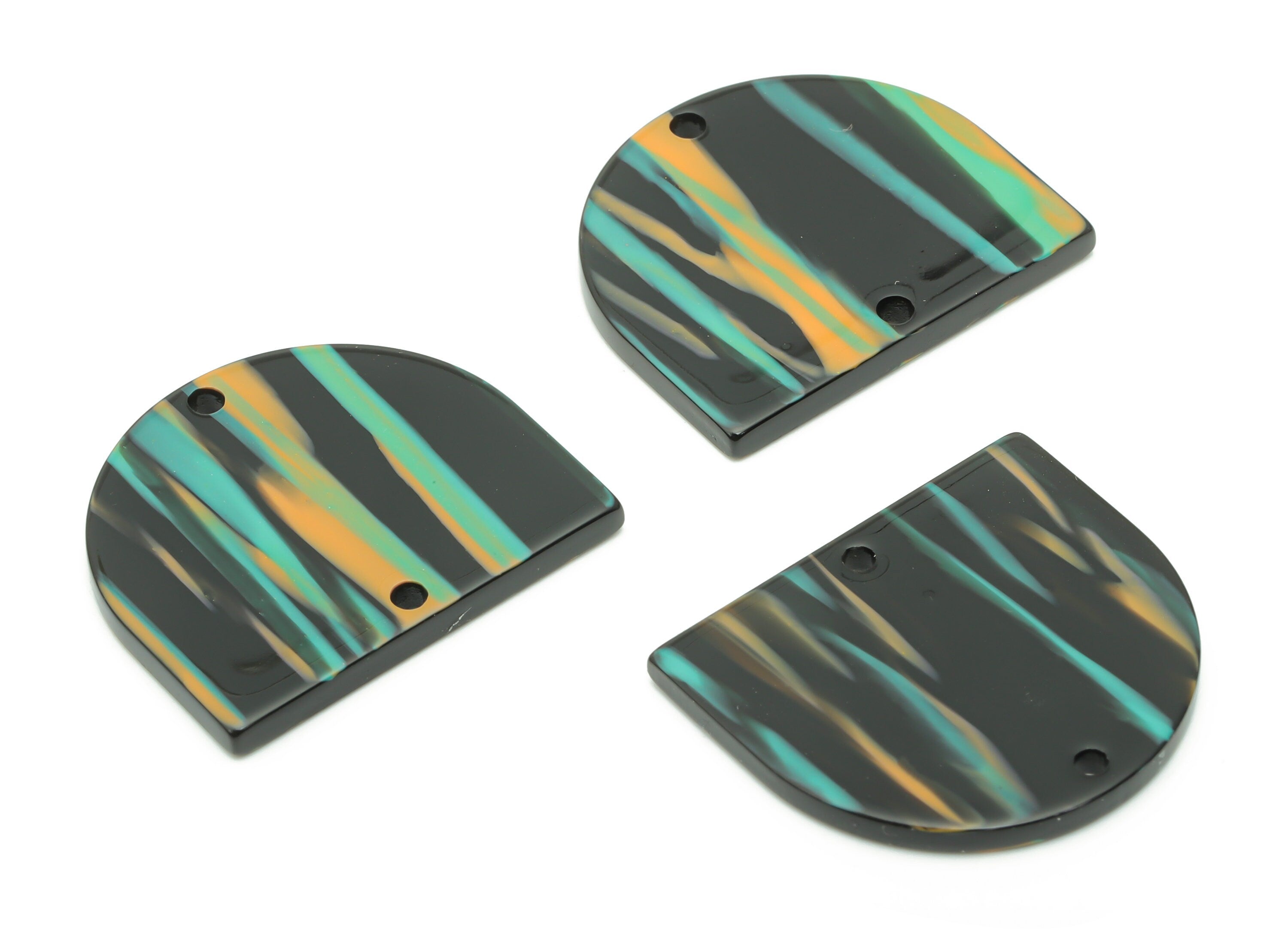 Acrylic Domed Earring Connector - Acrylic D Charms and Pendant - 2 Holes - Jewelry Supplies - Color Code:A801 - 27.63x24x2.5mm - AC1323-A801 - DOMEDBAZAAR