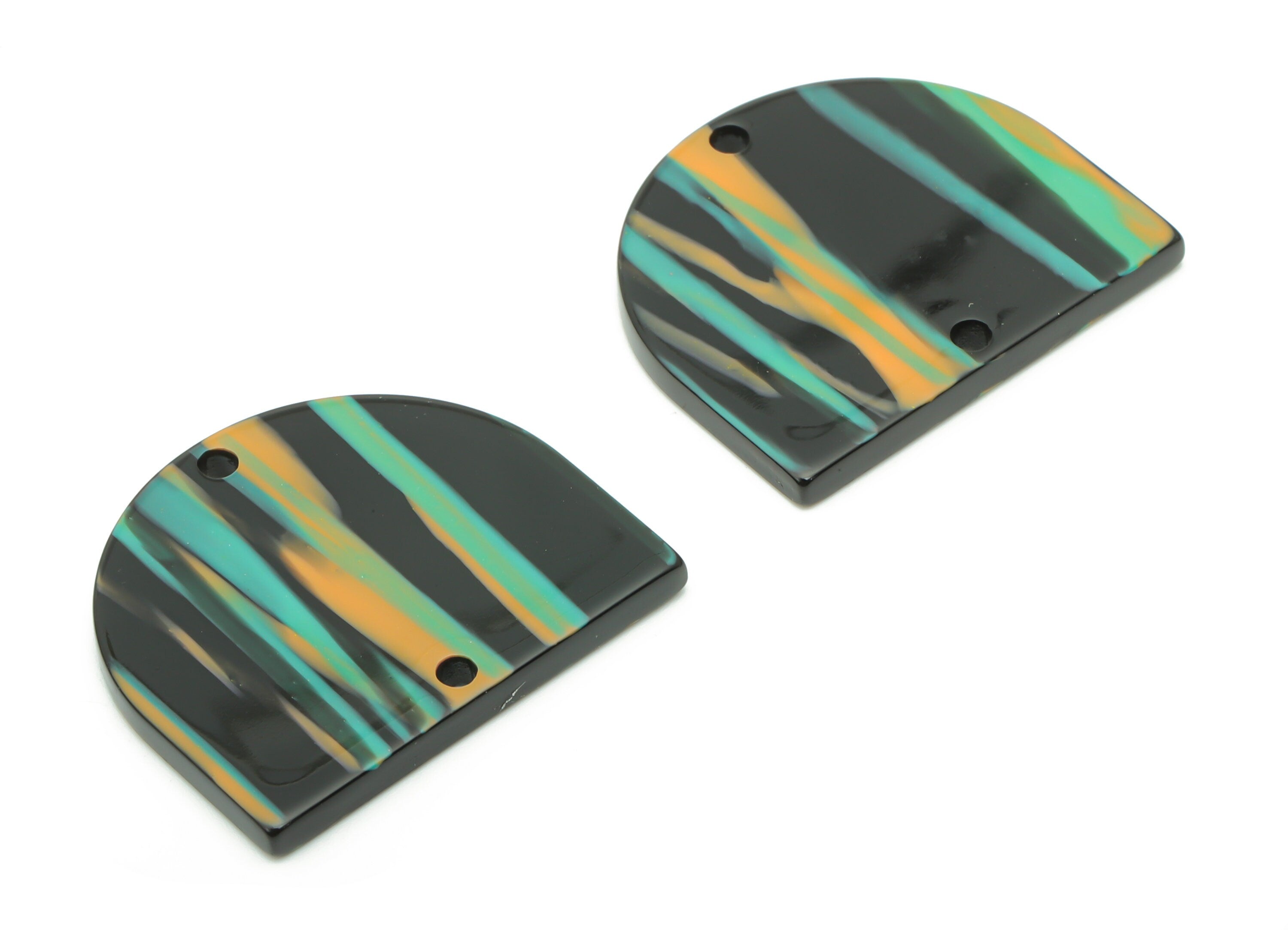 Acrylic Domed Earring Connector - Acrylic D Charms and Pendant - 2 Holes - Jewelry Supplies - Color Code:A801 - 27.63x24x2.5mm - AC1323-A801 - DOMEDBAZAAR