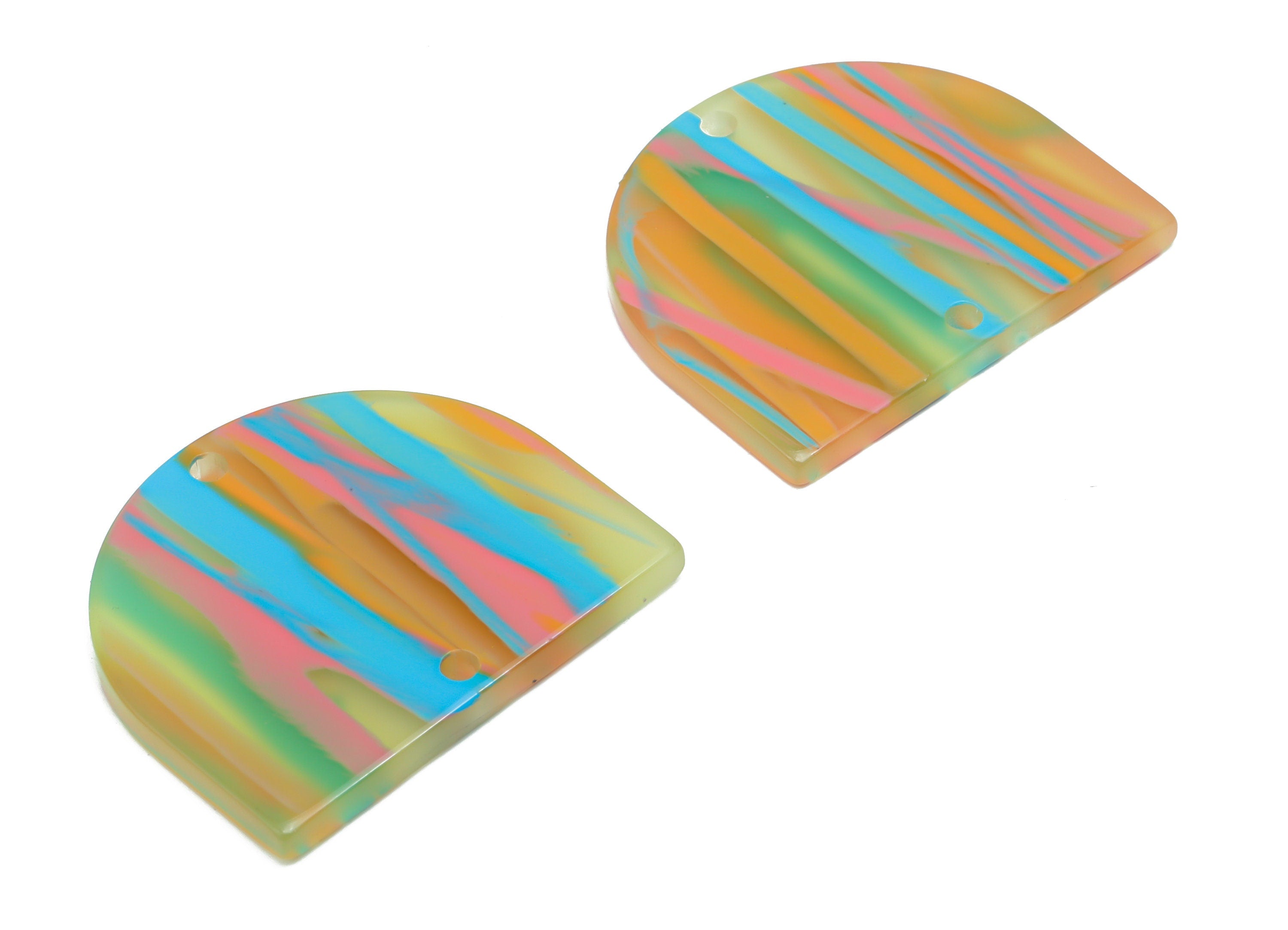 Acrylic Domed Earring Connector - Acrylic D Charms and Pendant - 2 Holes - Jewelry Supplies - Color Code:A803 - 27.7x24.3x2.3mm -AC1323-A802 - DOMEDBAZAAR