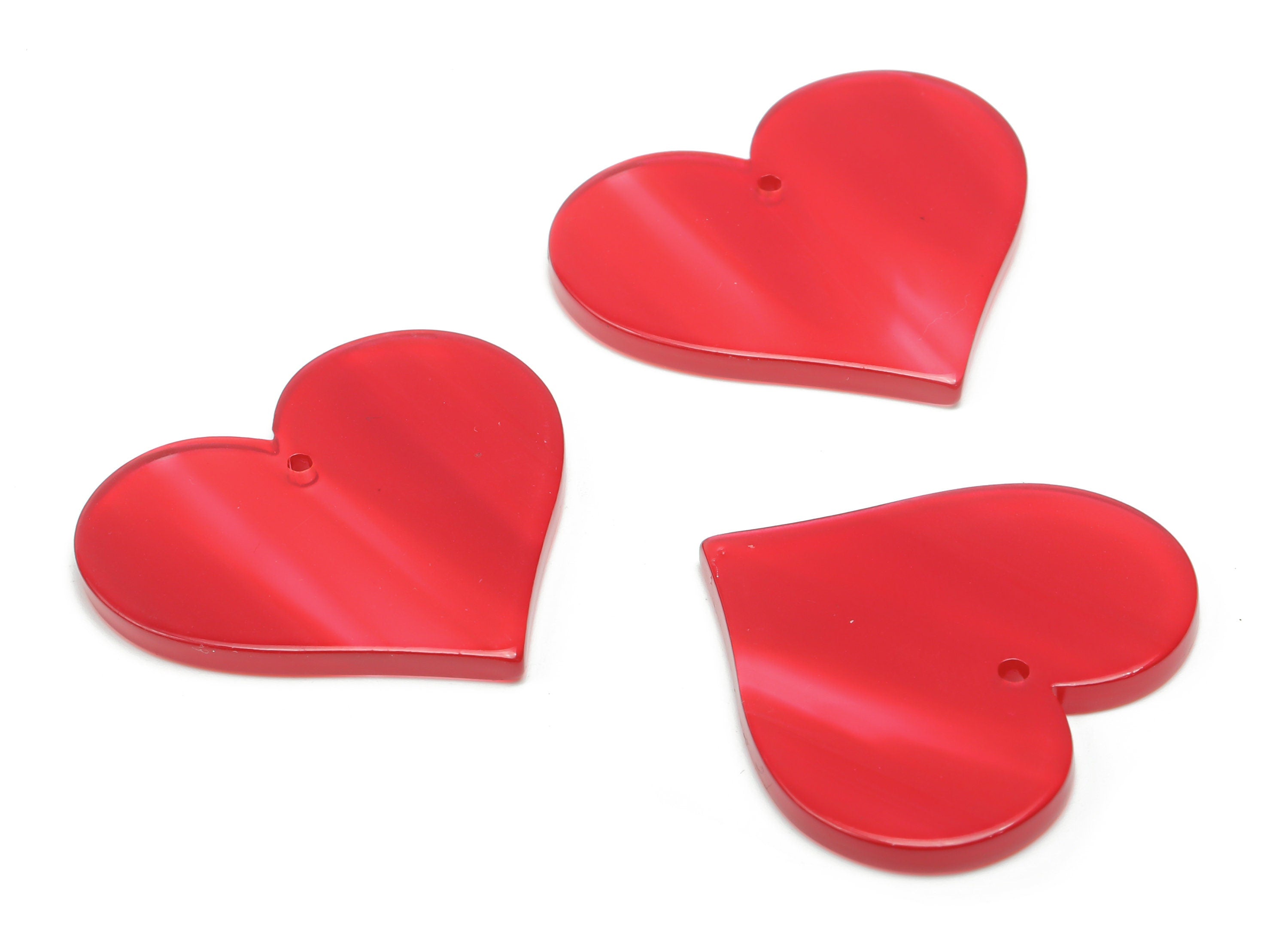 Acrylic Heart Earring Charms - Acrylic Heart Pendant - Jewelry Making Supplies - Color Code: A797 - 33.59x30.07x2.59mm - AC2392-A797 - DOMEDBAZAAR